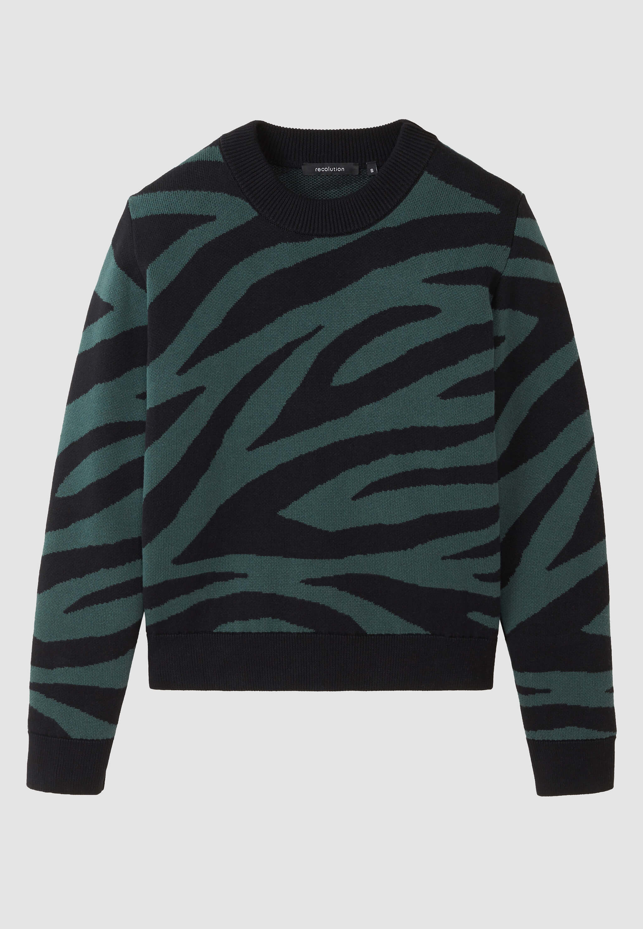 Recolution Pistia Zebra maglione verde scuro cotone bio