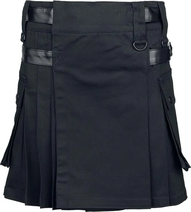 Gothicana by EMP Kilt gonna nera a pieghe fibbia tasche