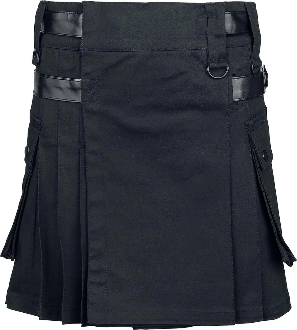 Gothicana by EMP Kilt gonna nera a pieghe fibbia tasche