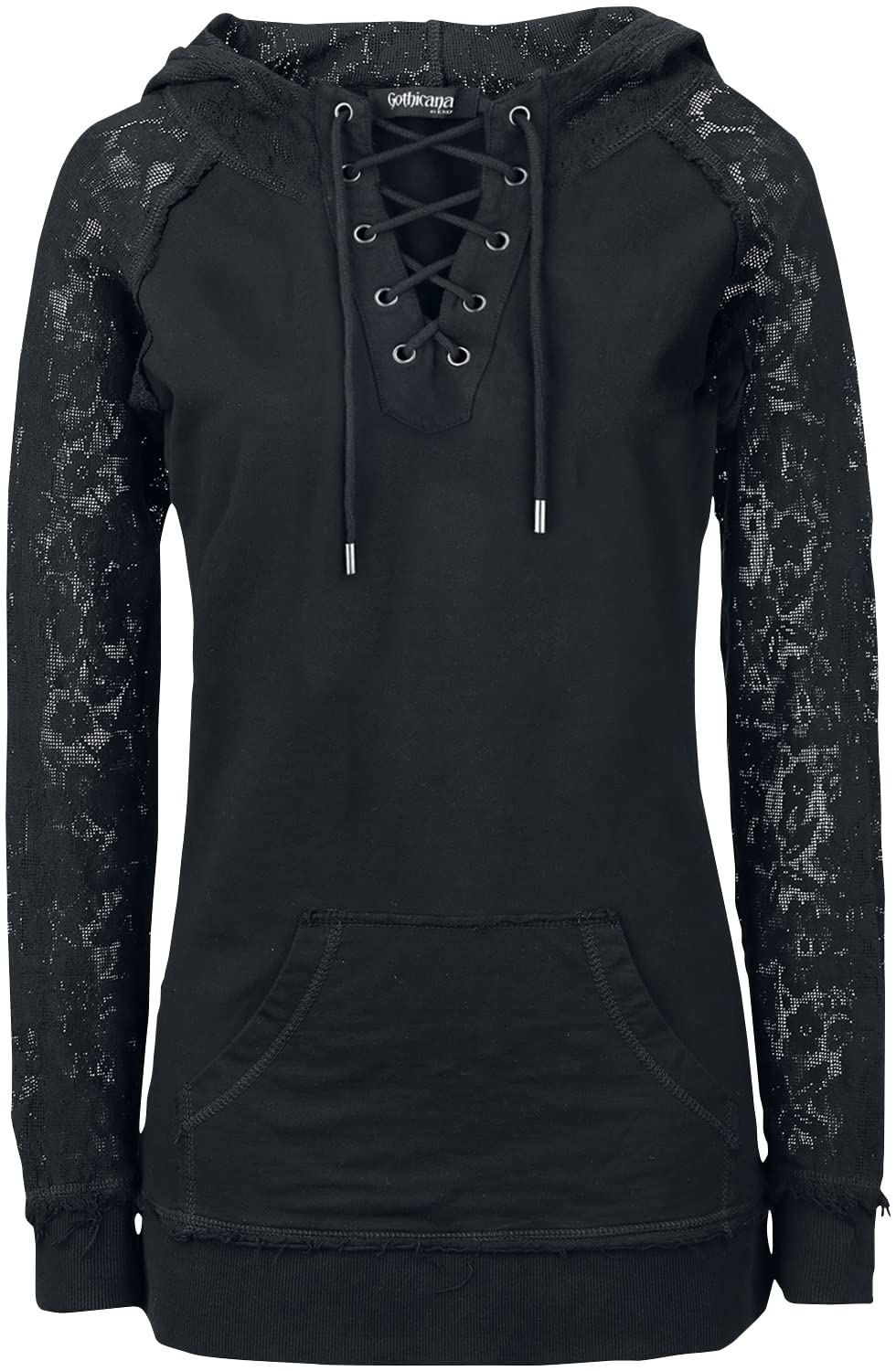 Gothicana by EMP maglione nero cappuccio pizzo taglia S
