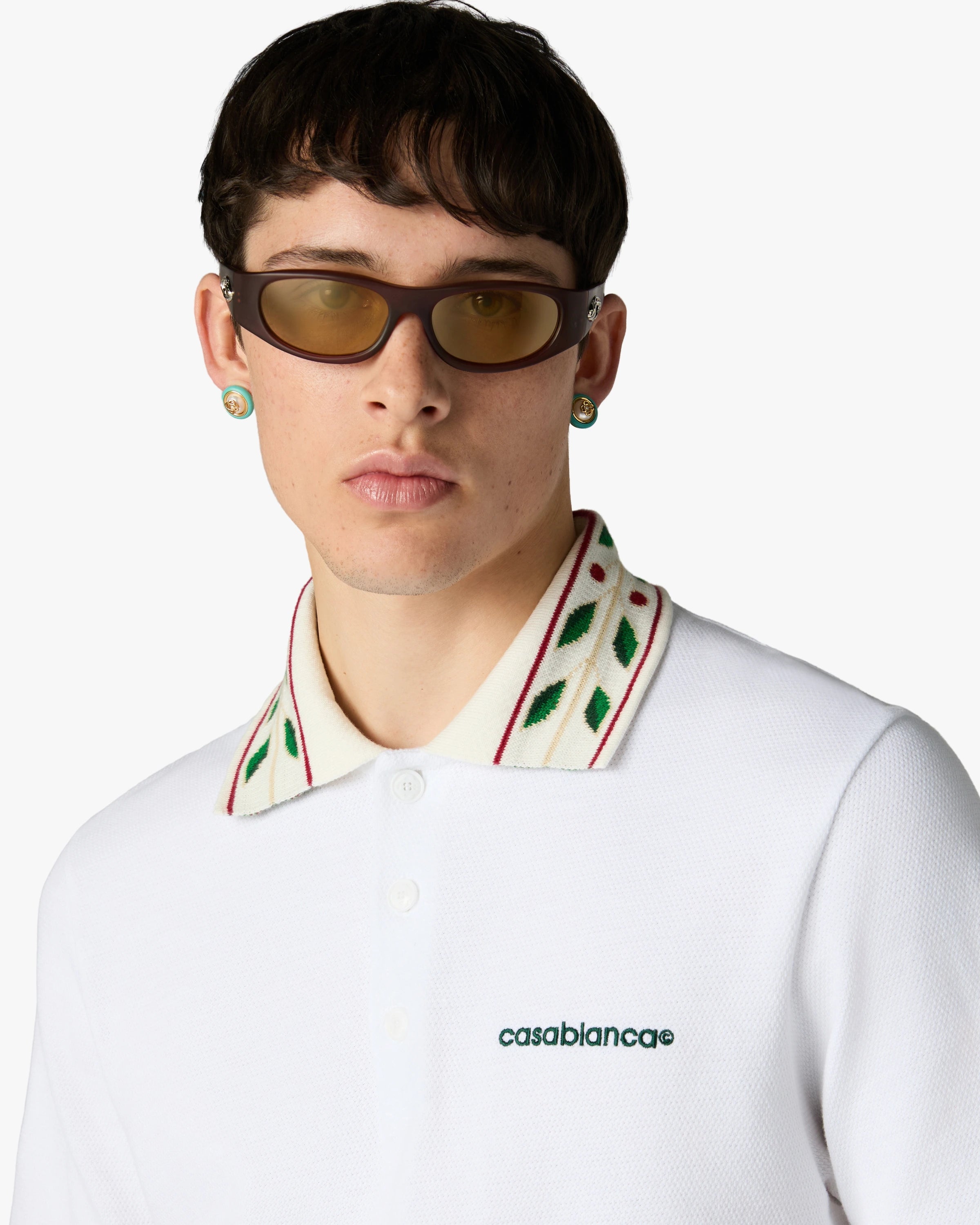 Casablanca Laurel Pique polo bianco cotone
