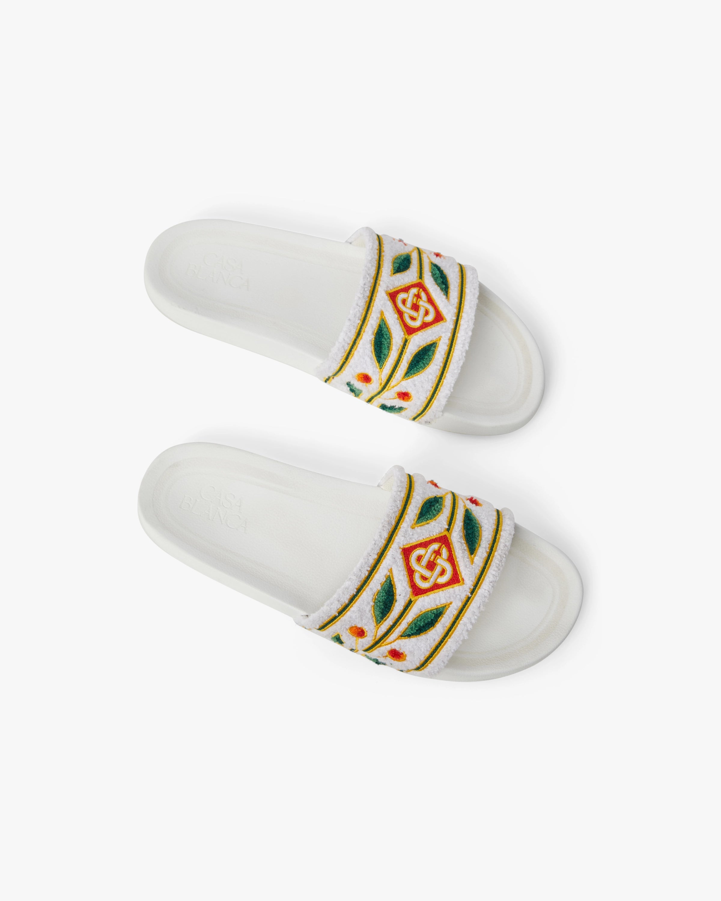 Casablanca Embroidered Terry ciabatte bianche spugna ricamata