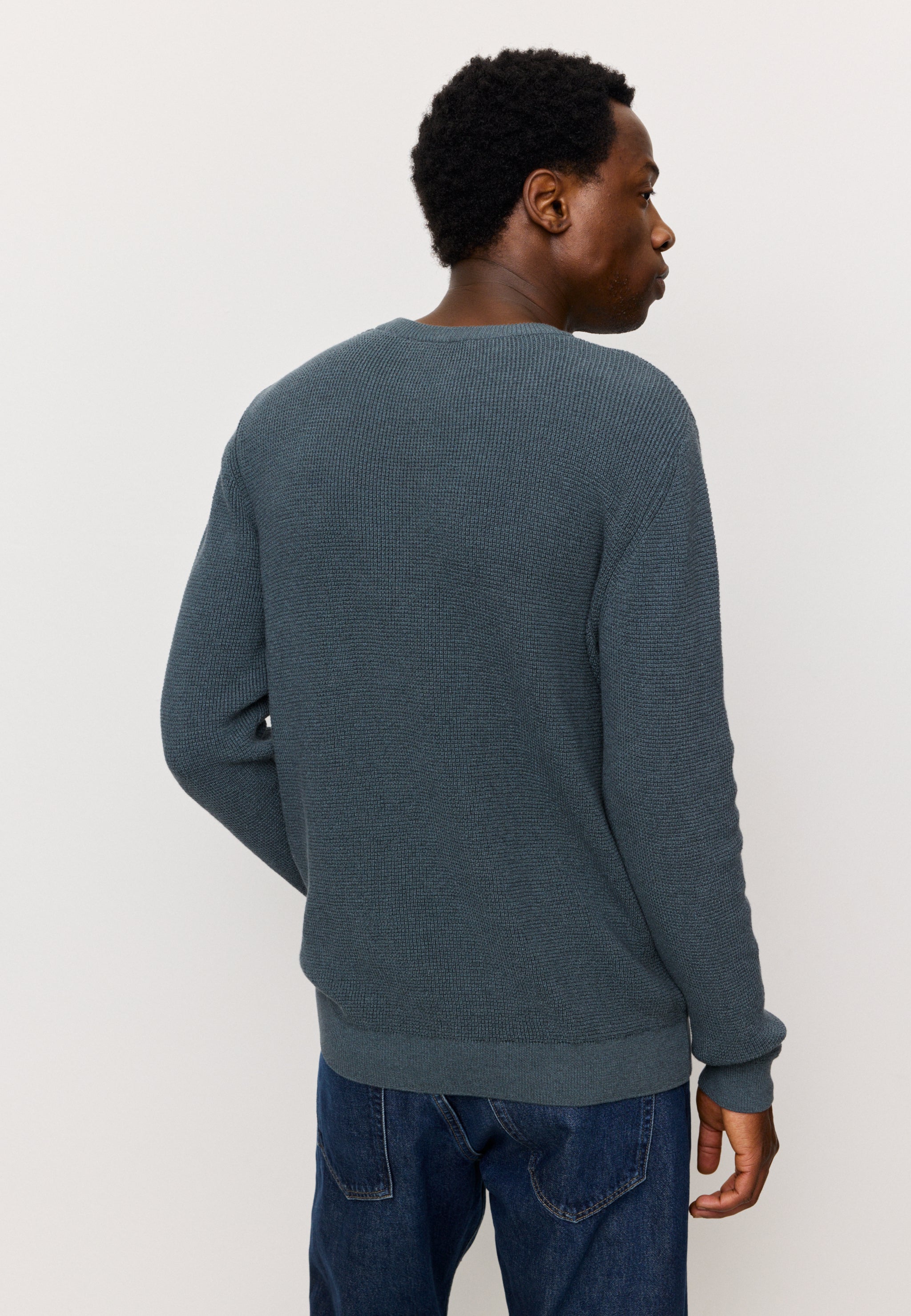 Recolution BACOPA Maglione Coste Teal Uomo Cotone Bio