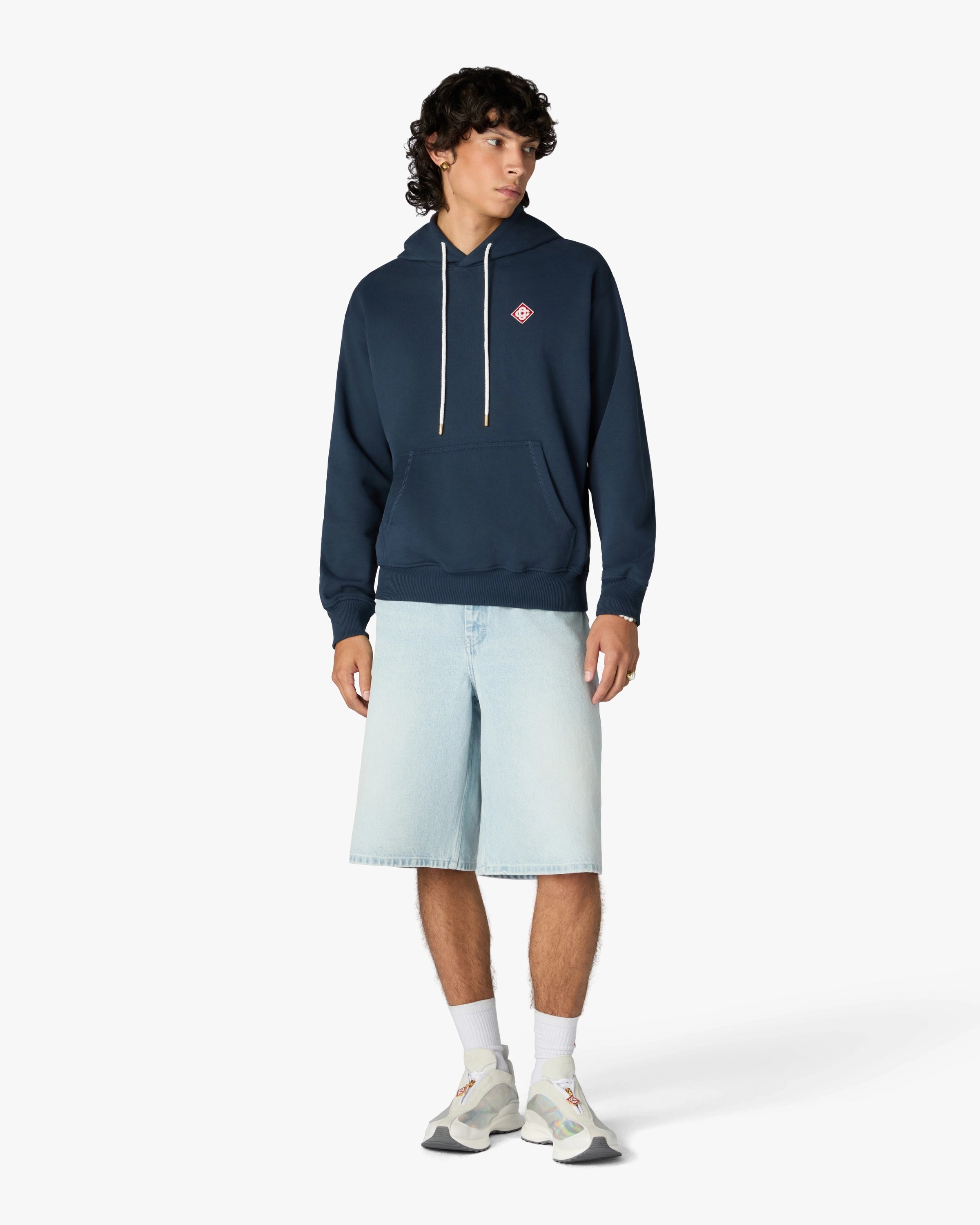 Casablanca Diamond Logo felpa cappuccio cotone blu navy