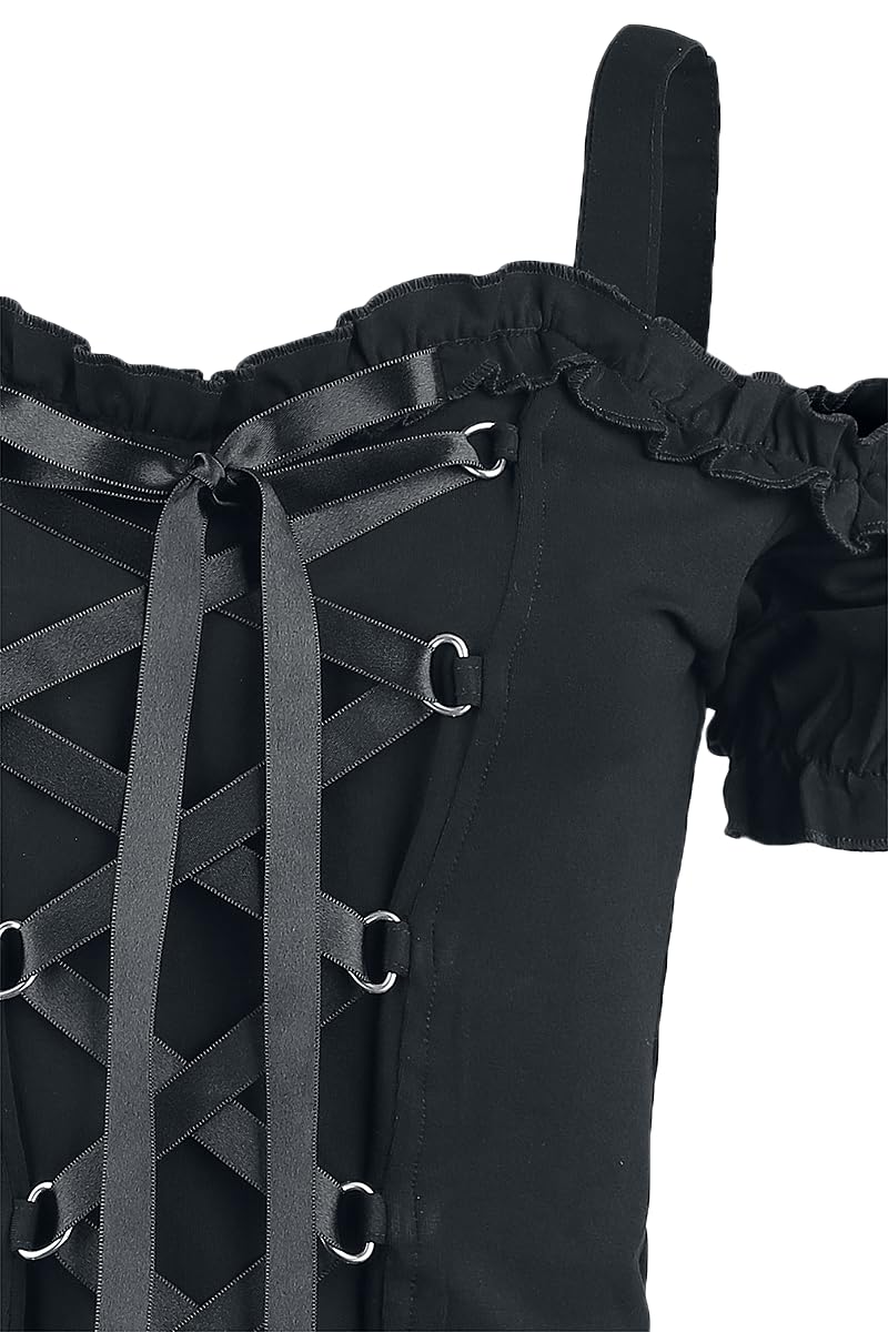 Gothicana by EMP T-Shirt Nera Allacciatura Top Taglia M Gotica