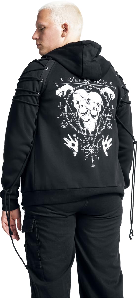 Gothicana by EMP Giacca Nera Cappuccio Occhielli Uomo