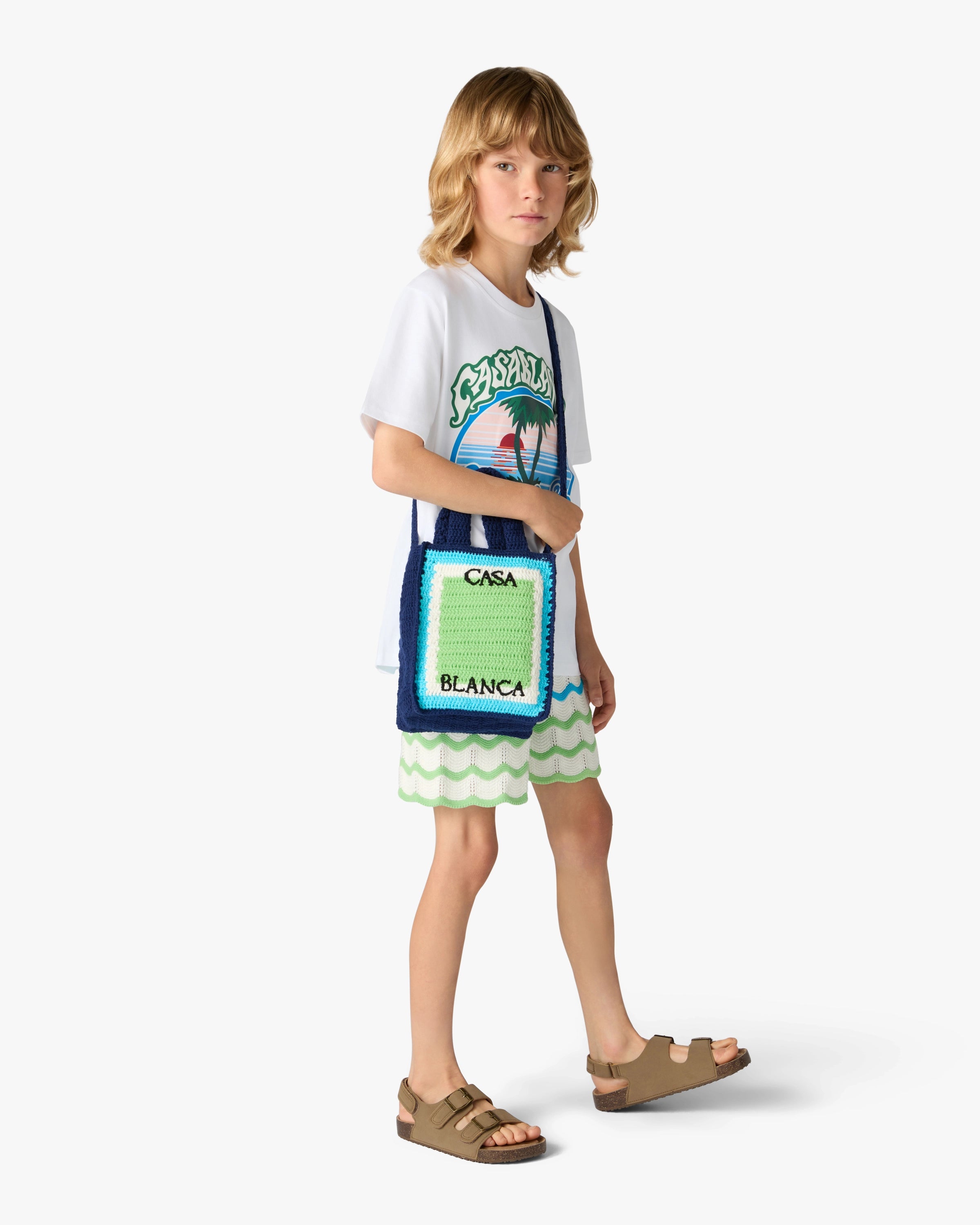 Casablanca Mini Crochet borsa bimbo blu e verde