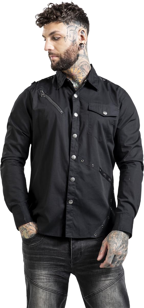 Gothicana by EMP Camicia Nera Uomo maniche lunghe taglia L