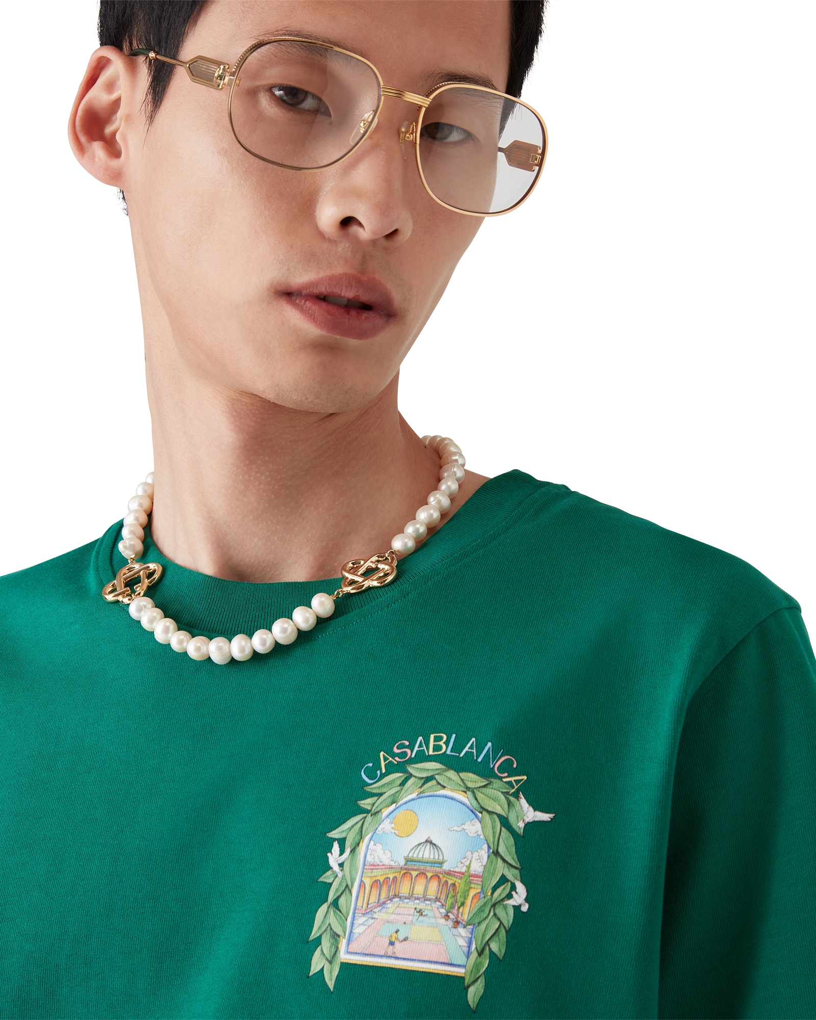 Casablanca L'Arche De Tennis t-shirt verde cotone