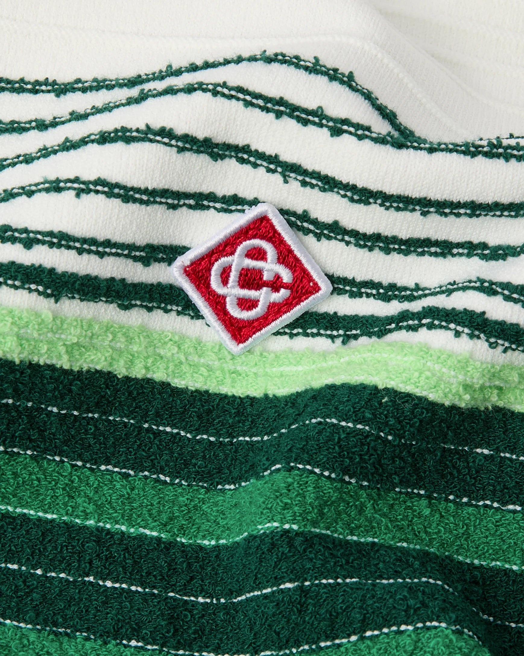 Casablanca Boucle Stripe polo verde bianca in cotone