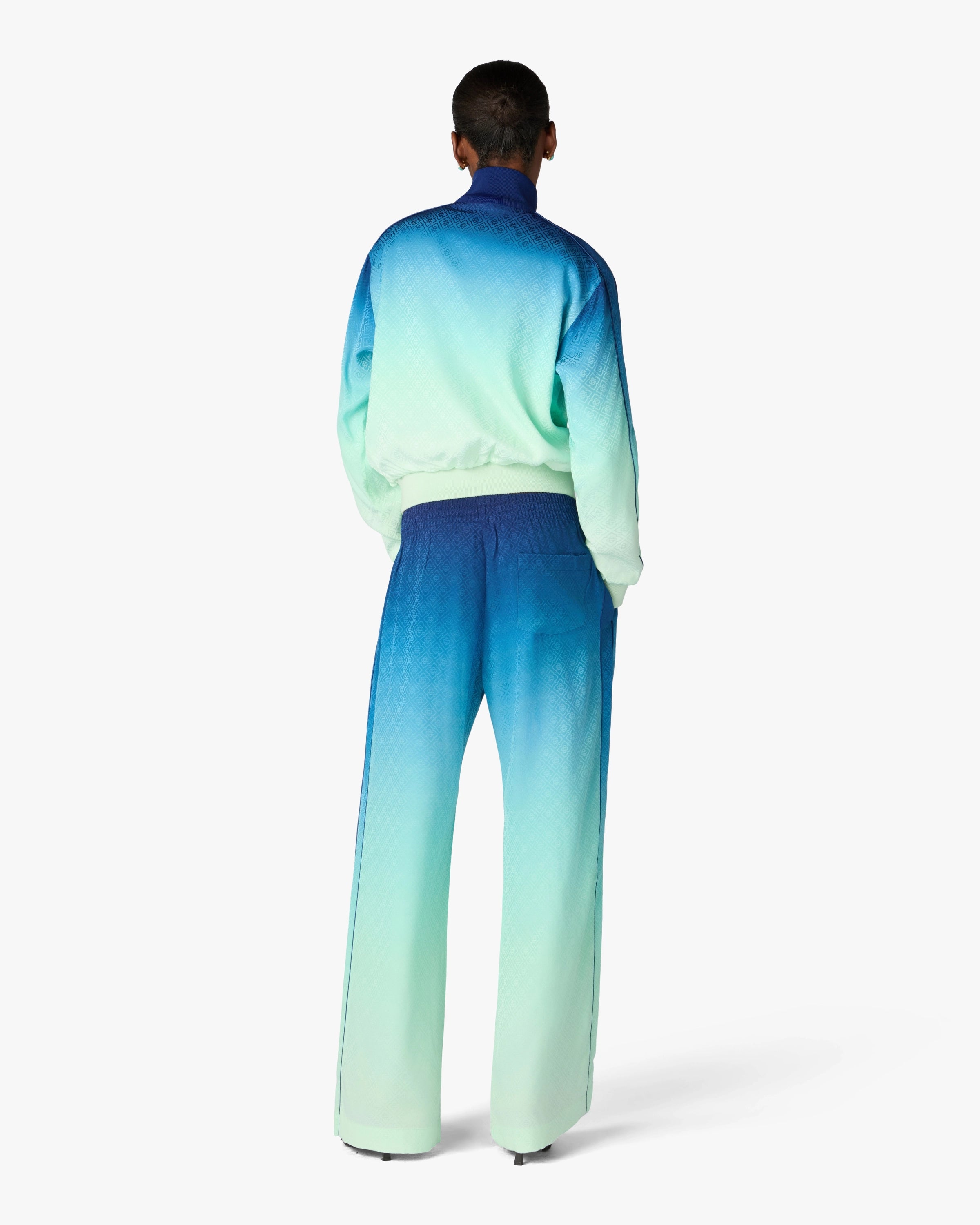 Casablanca Gradient Monogram pantaloni jacquard blu verde