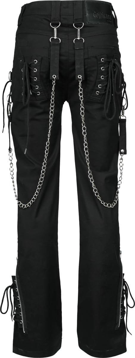 Gothicana by EMP Pantaloni Neri Pizzo Catene 31W/32L
