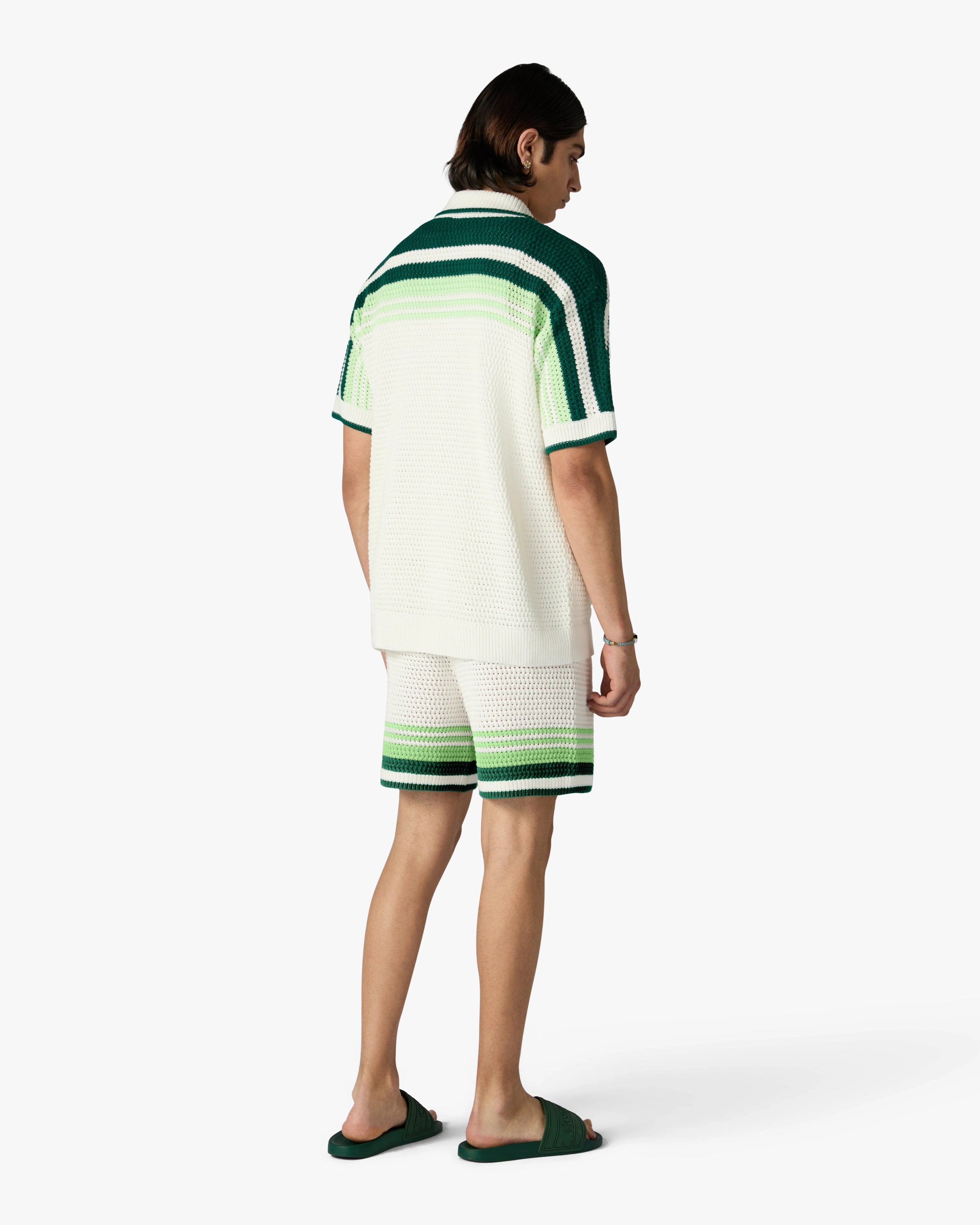 Casablanca Tennis Stripe shorts crochet verdi bianco