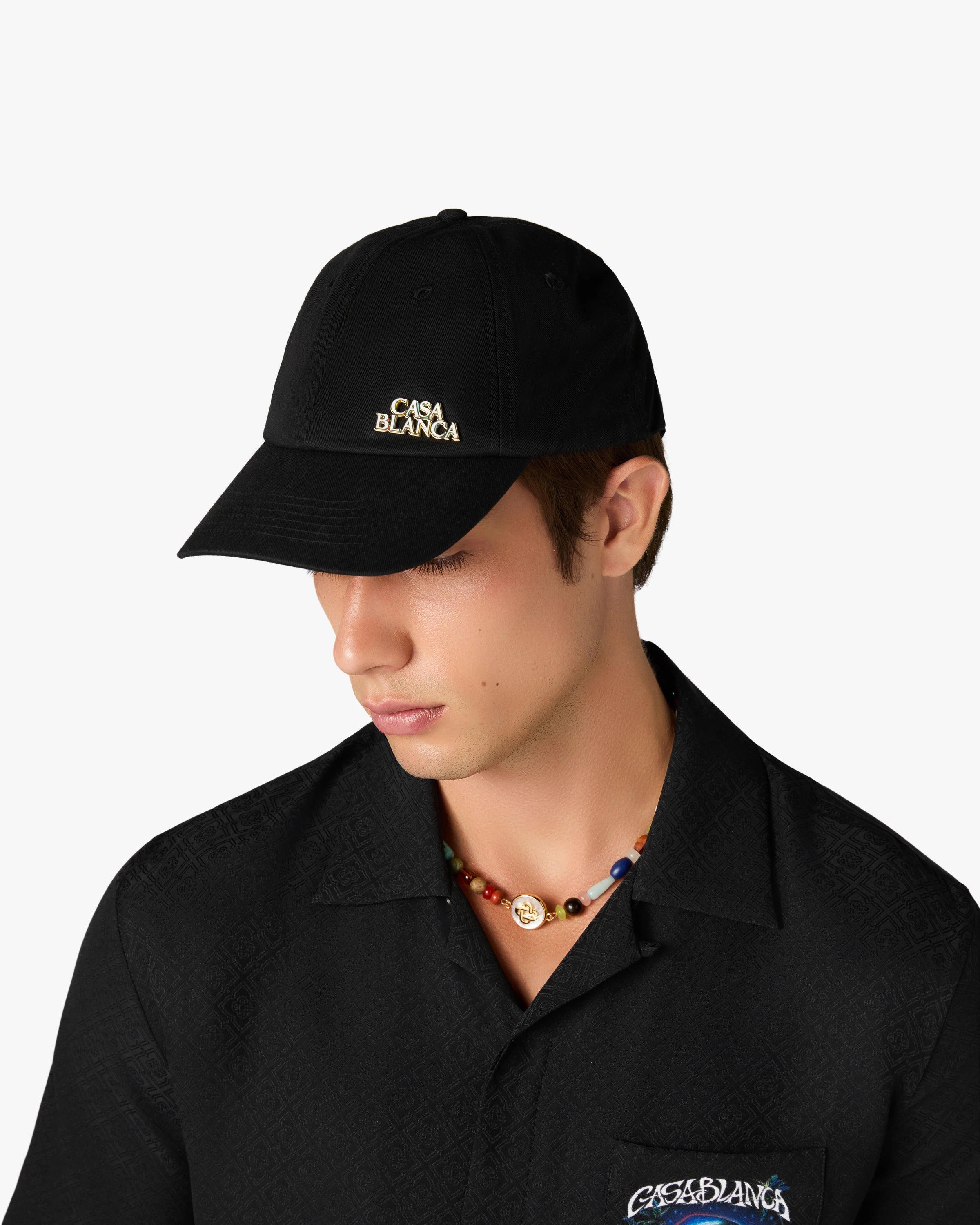 Casablanca Stacked Logo cappellino nero cotone