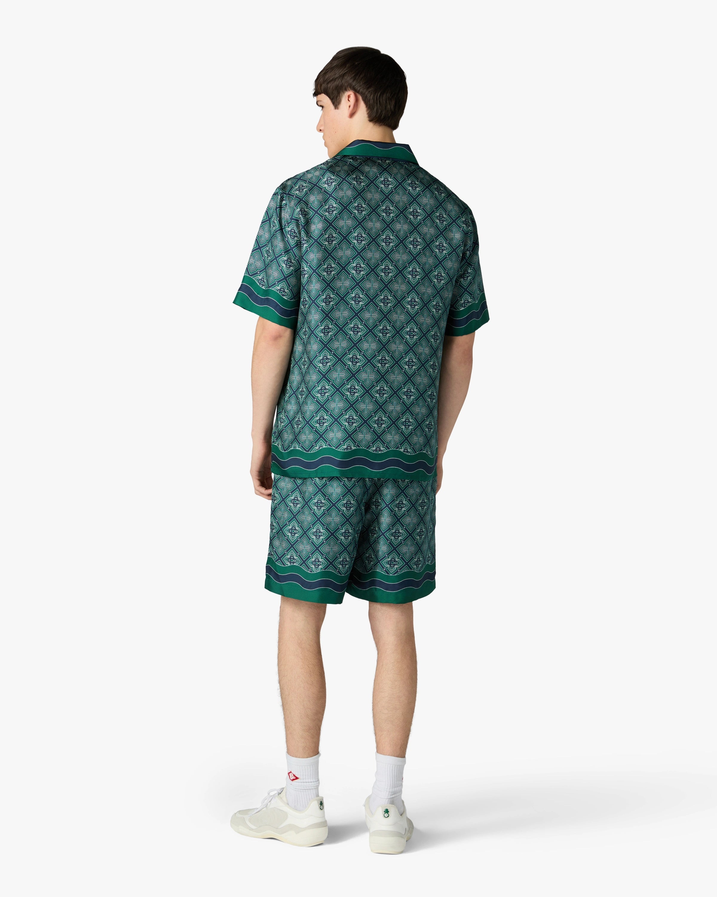 Casablanca Radiating Monogram camicia seta verde