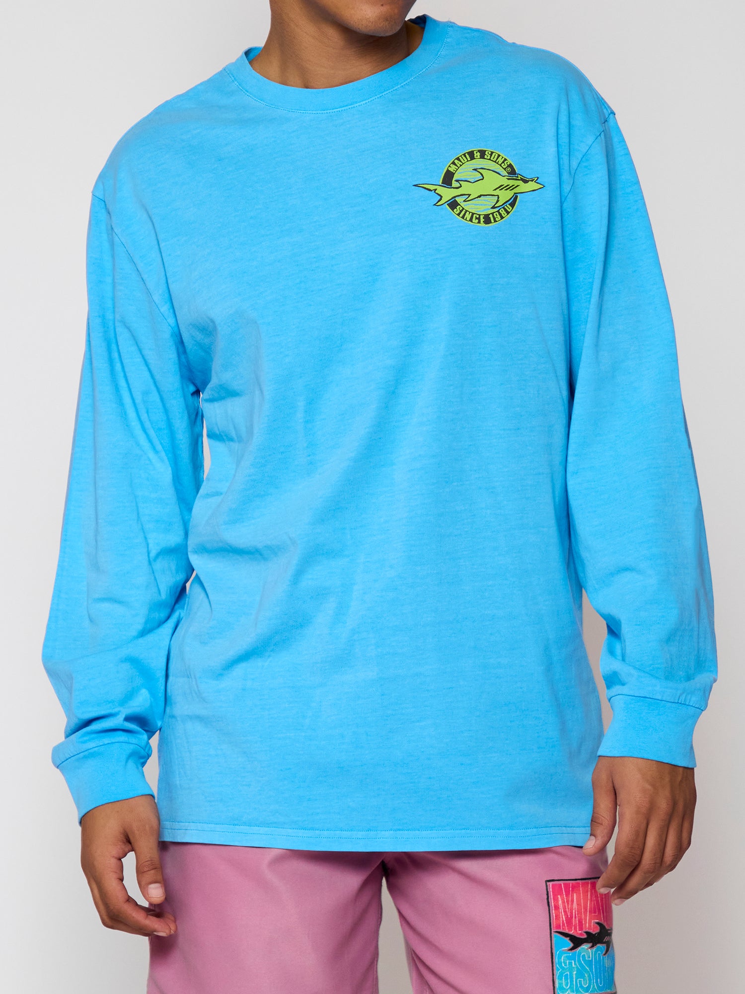 Maui and Sons Out Angled maglia maniche lunghe uomo blu in cotone