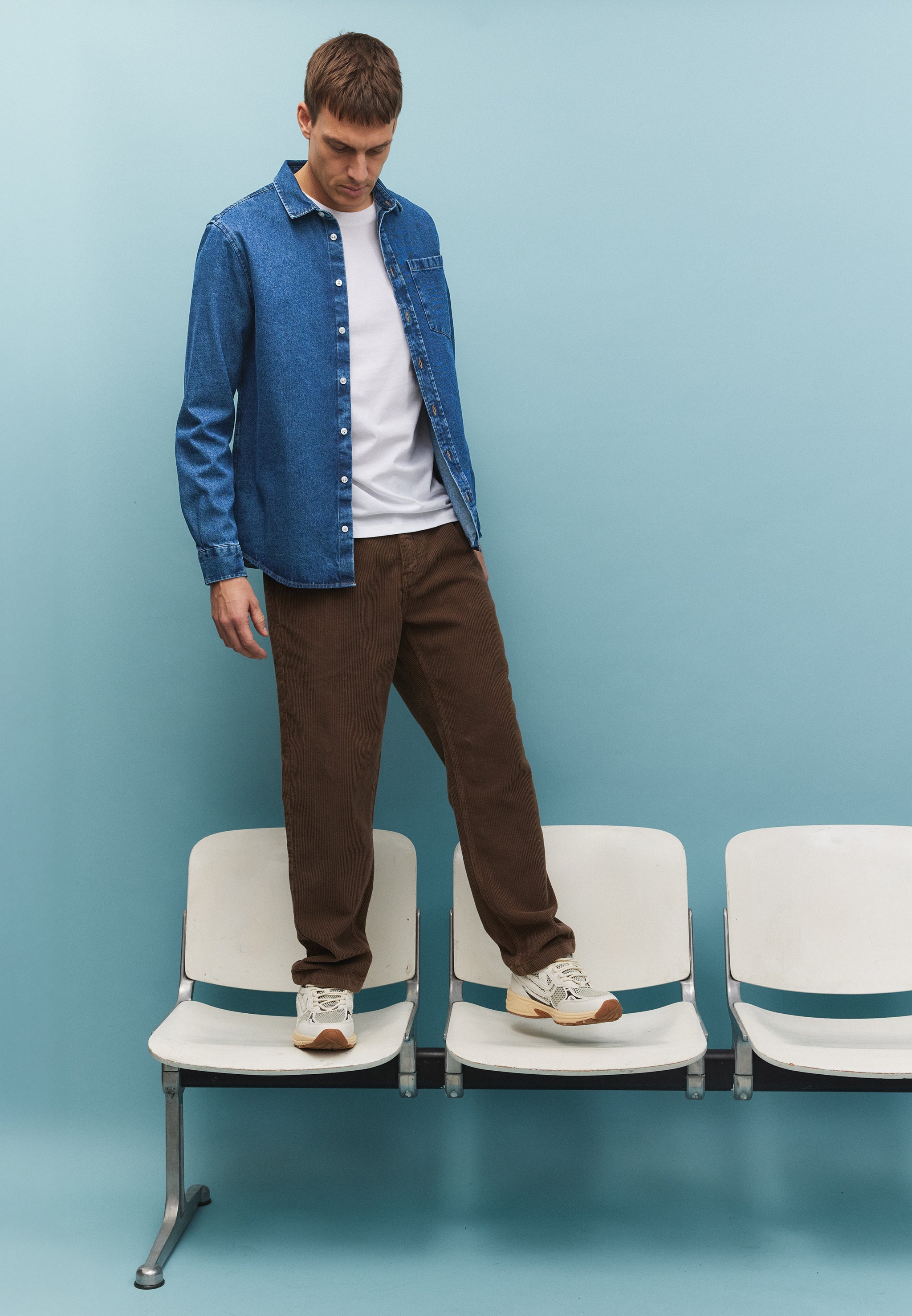 Recolution Currant camicia denim blu cotone bio