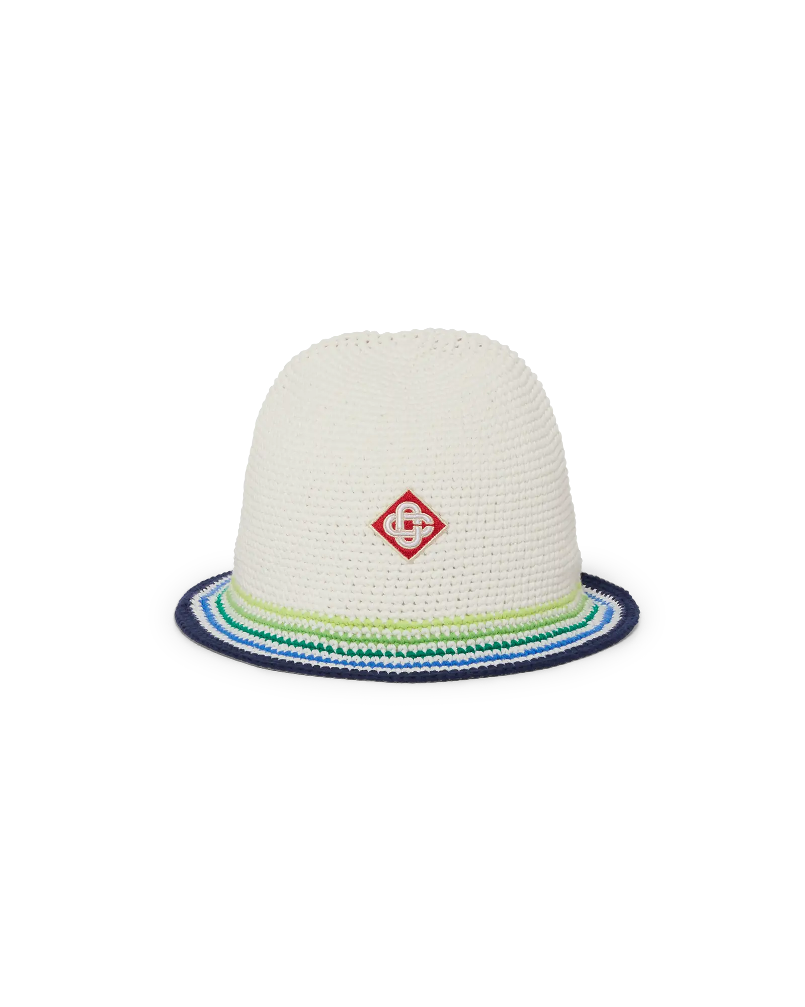 Casablanca Stripe Crochet cappello bucket bianco verde