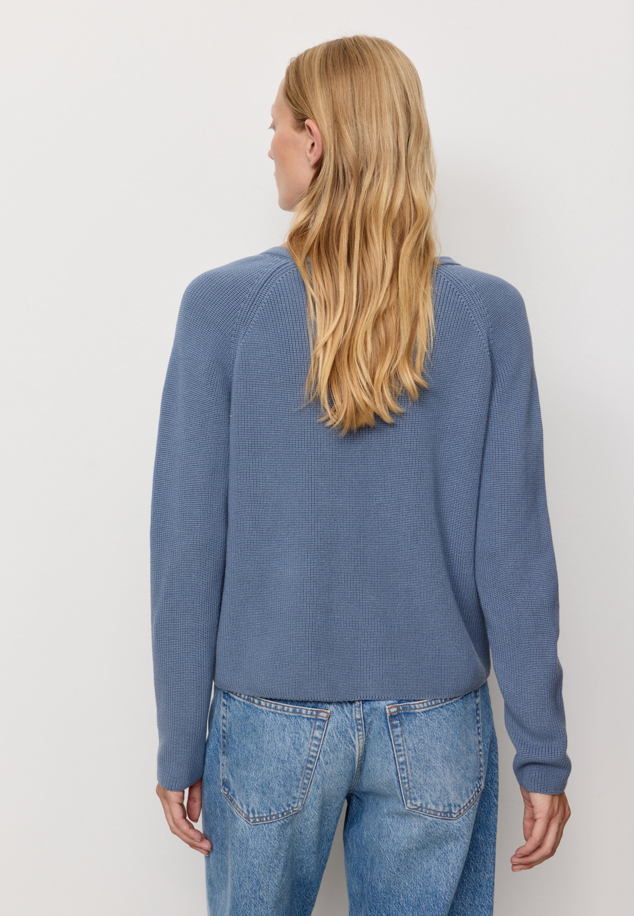 Recolution Arugula maglia scollo a V azzurro cotone bio