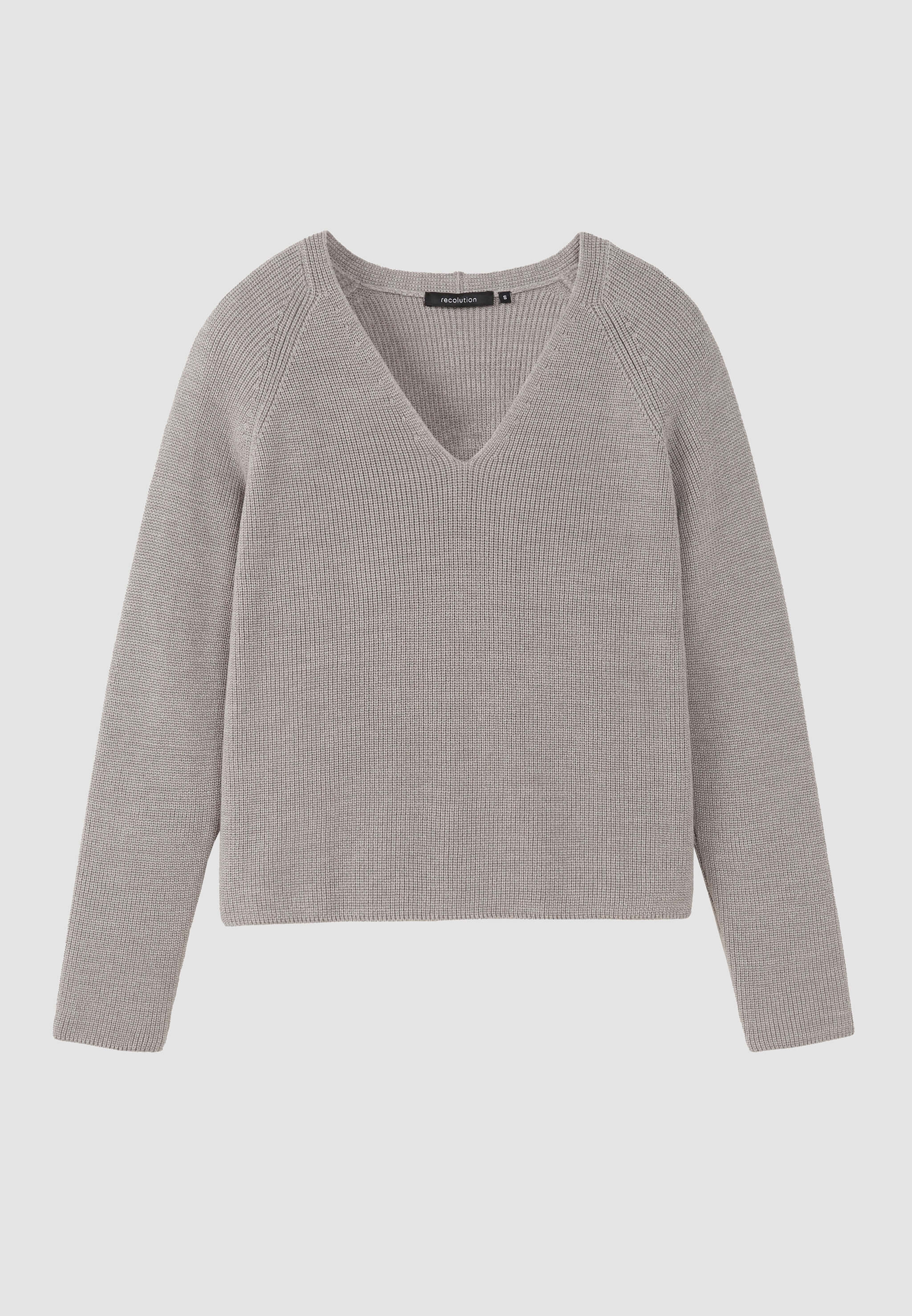 Recolution Arugula pullover scollo a V greige cotone bio