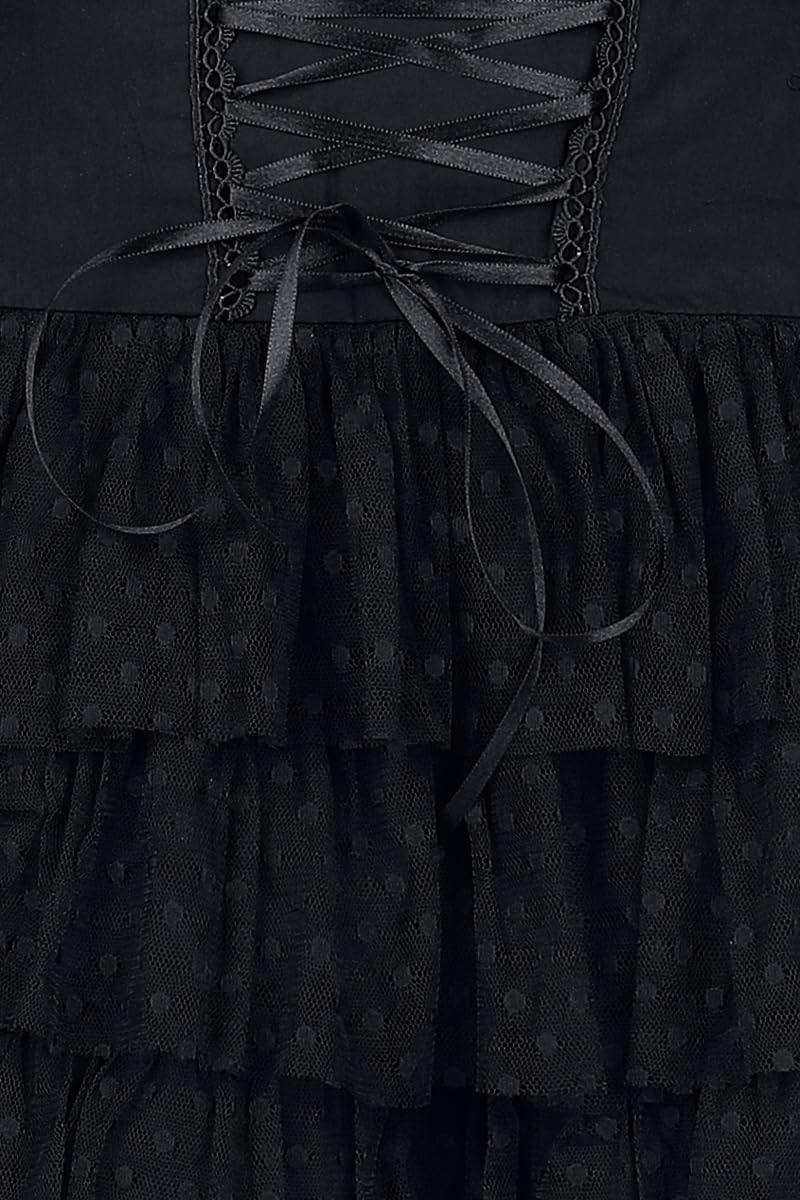 Gothicana by EMP Gonna Corta Nera Rete con Allacciatura