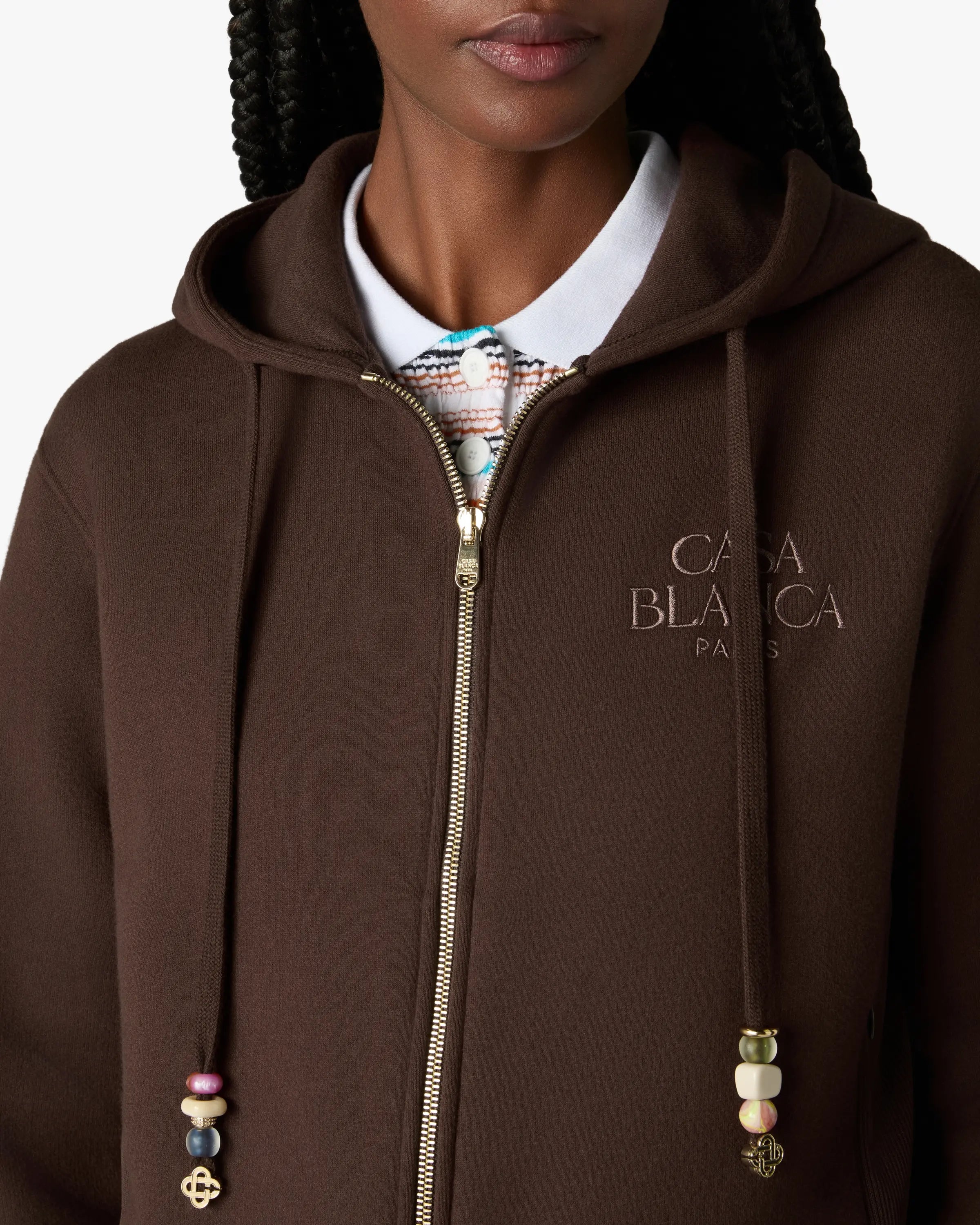 Casablanca Cropped felpa zip marrone cashmere