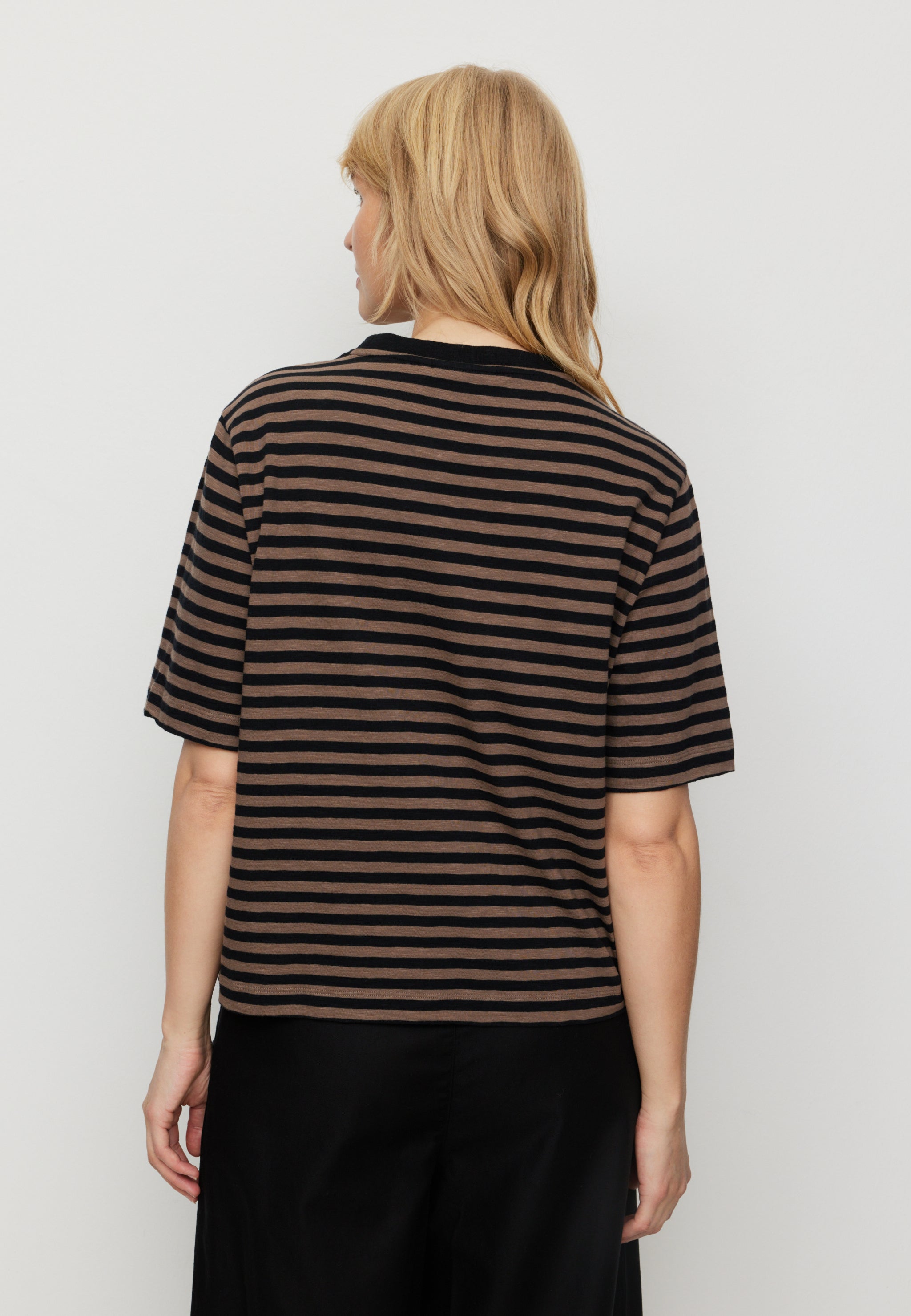 Recolution Azolla Stripes maglietta marrone vintage cotone bio