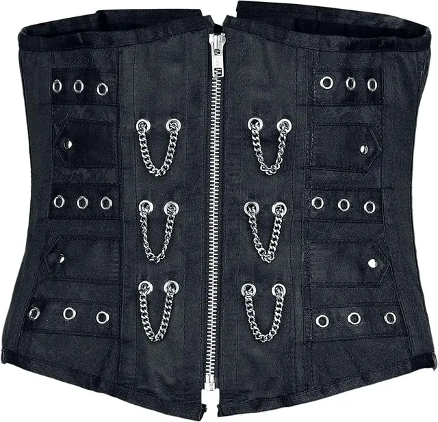 Gothicana by EMP corsetto nero catene occhielli