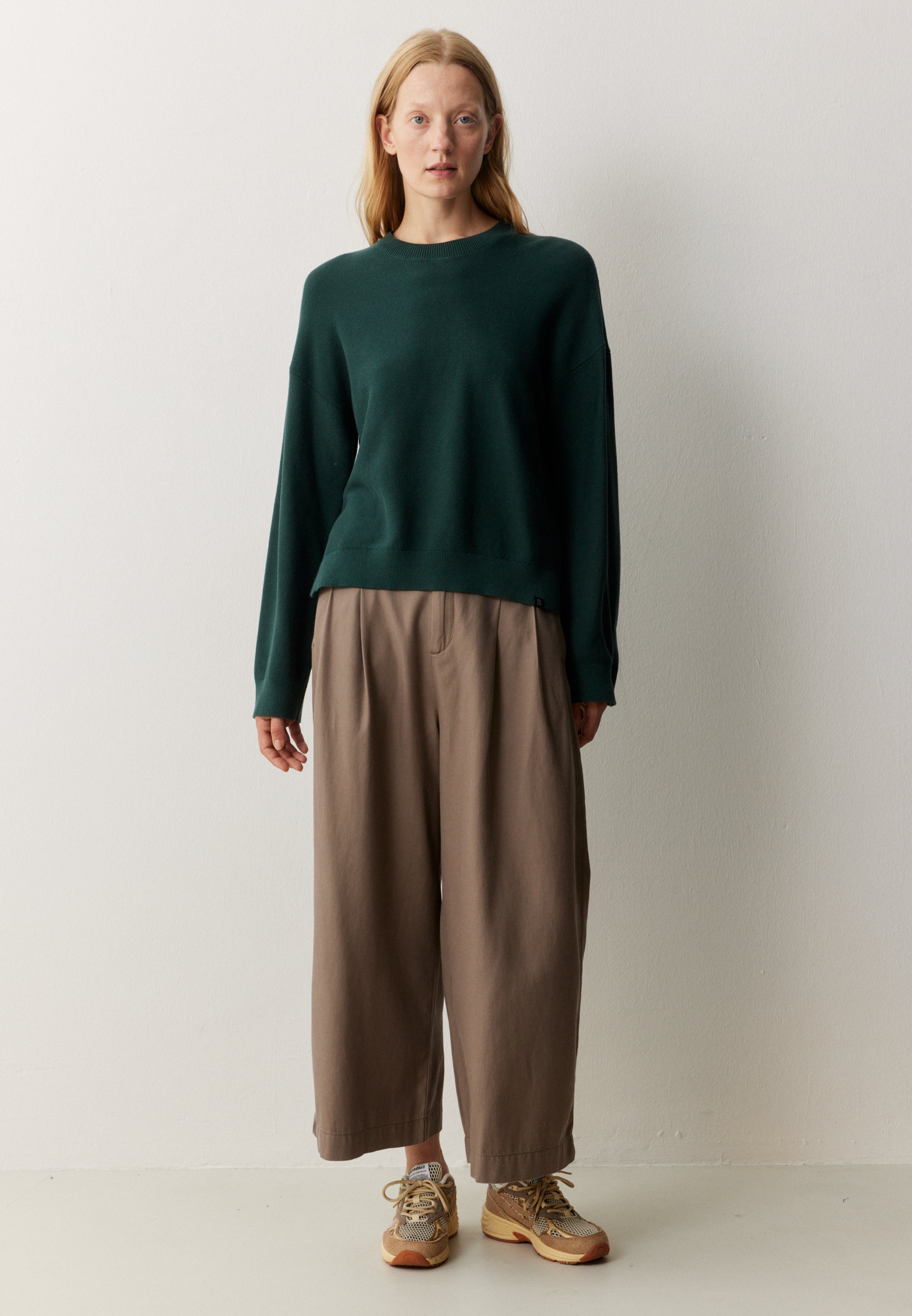 Recolution Gingko pullover verde scuro cotone bio