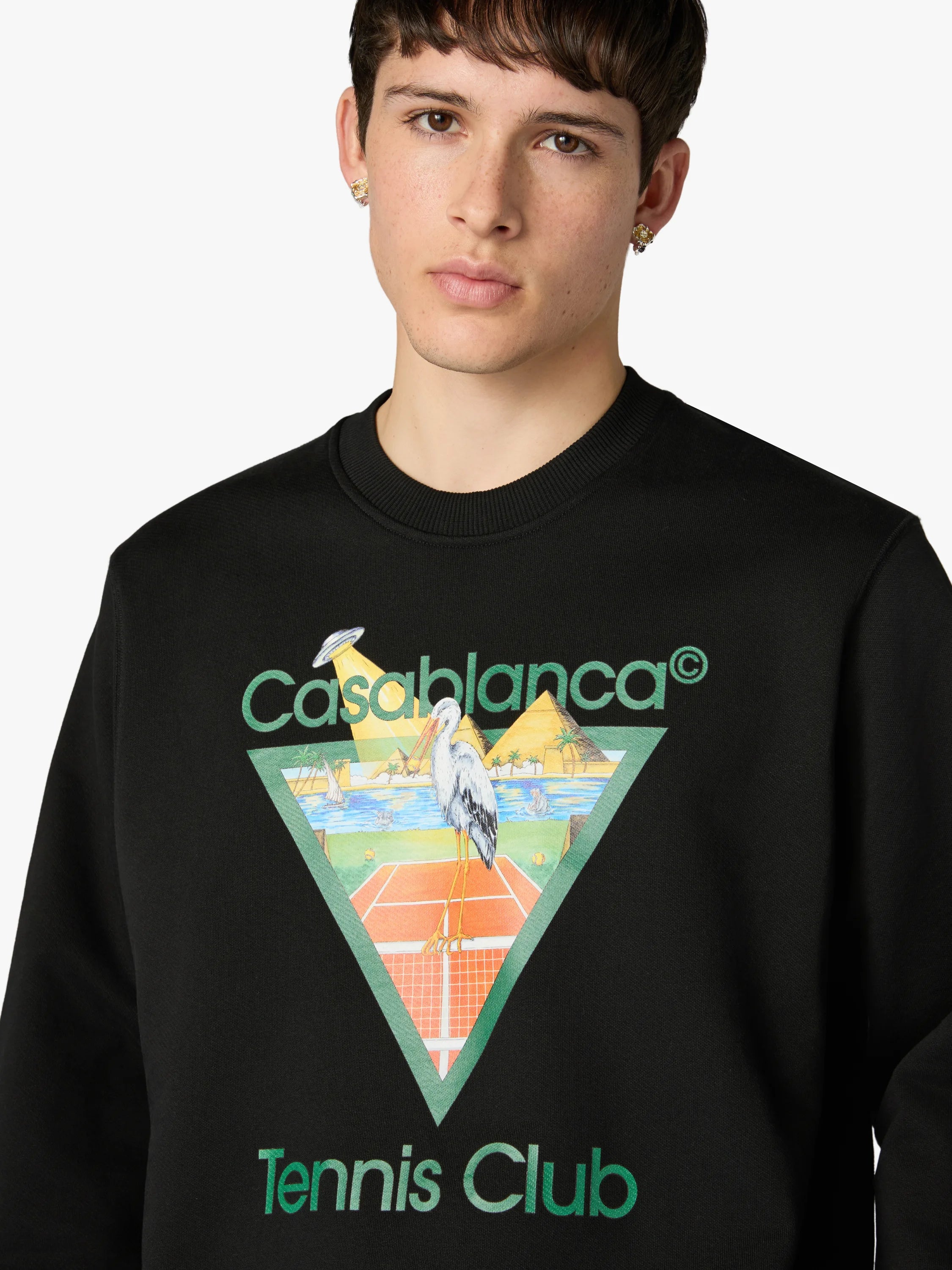 Casablanca Tennis Club Icon Pyramid Abduction felpa nera cotone