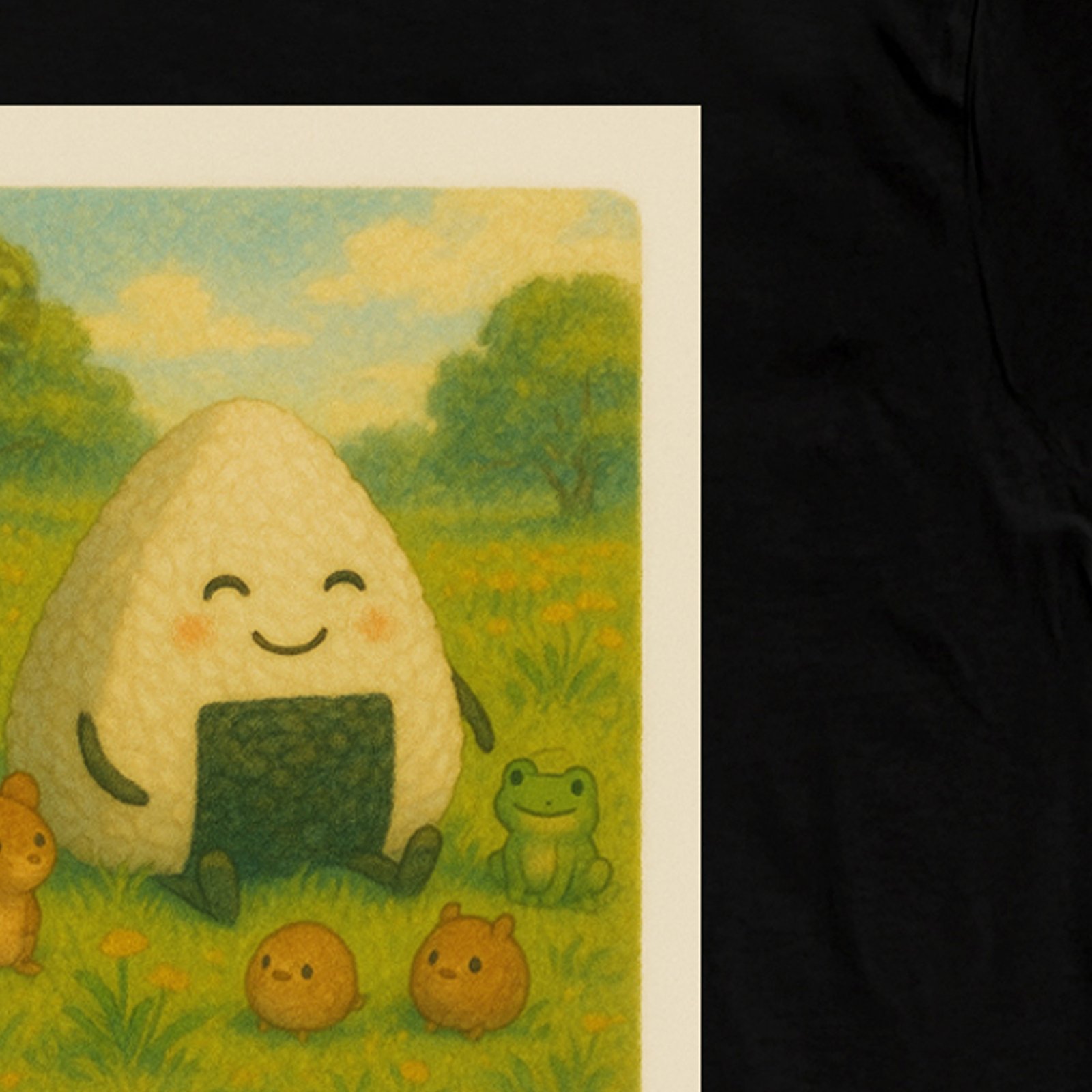 Seetees Sushi Tales Onigiri e amici nel prato t-shirt