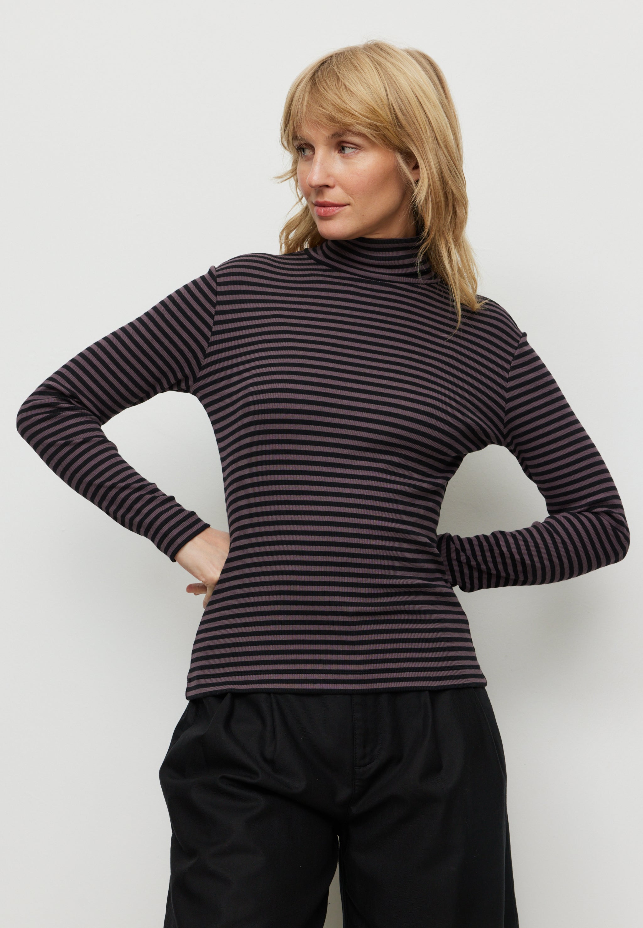 Recolution Liatris Stripes maglia maniche lunghe dark grape a righe