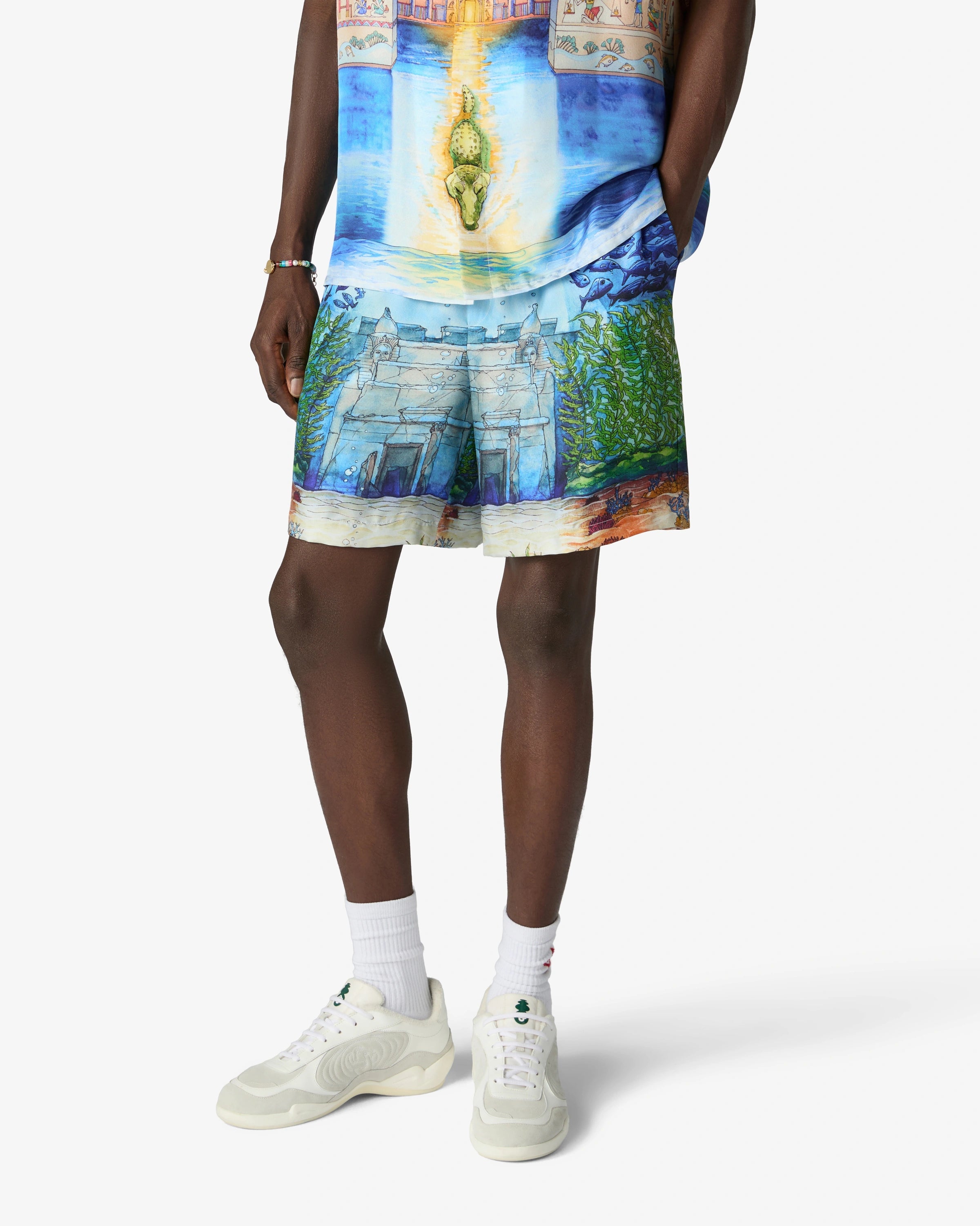 Casablanca Trompe L'Oeil shorts uomo seta multicolore