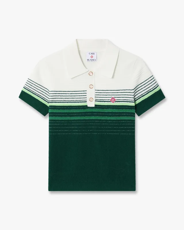 Casablanca Boucle Stripe polo verde bianca in cotone