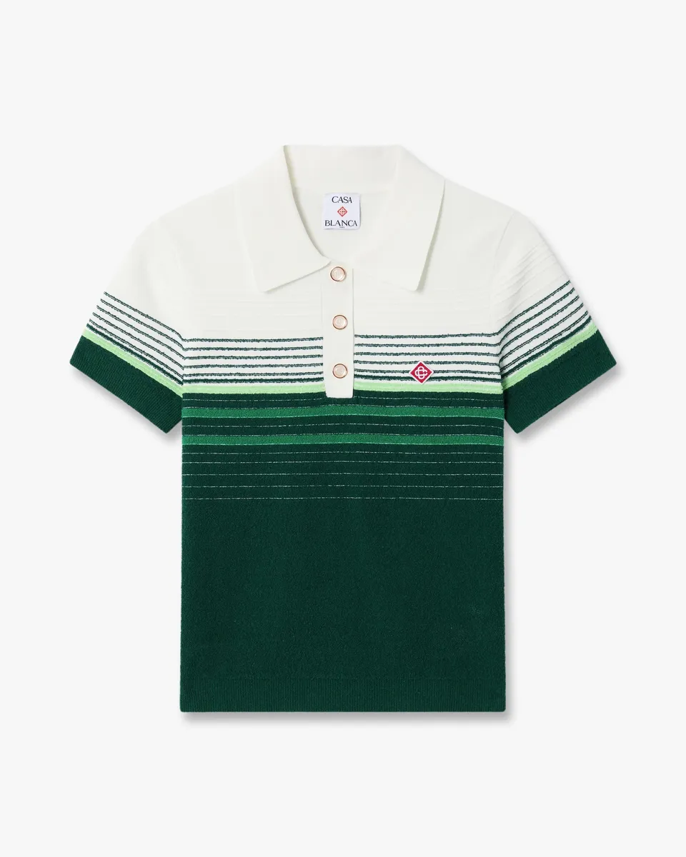 Casablanca Boucle Stripe polo verde bianca in cotone