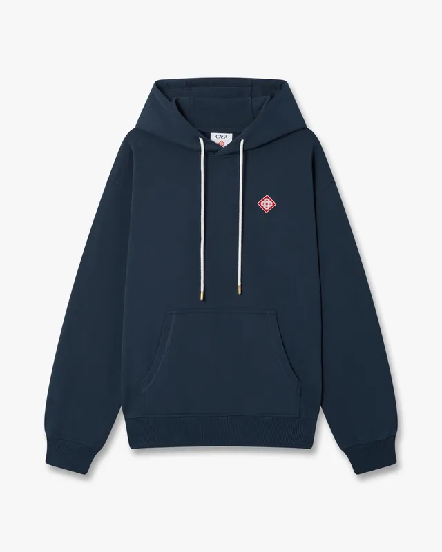 Casablanca Diamond Logo felpa cappuccio cotone blu navy