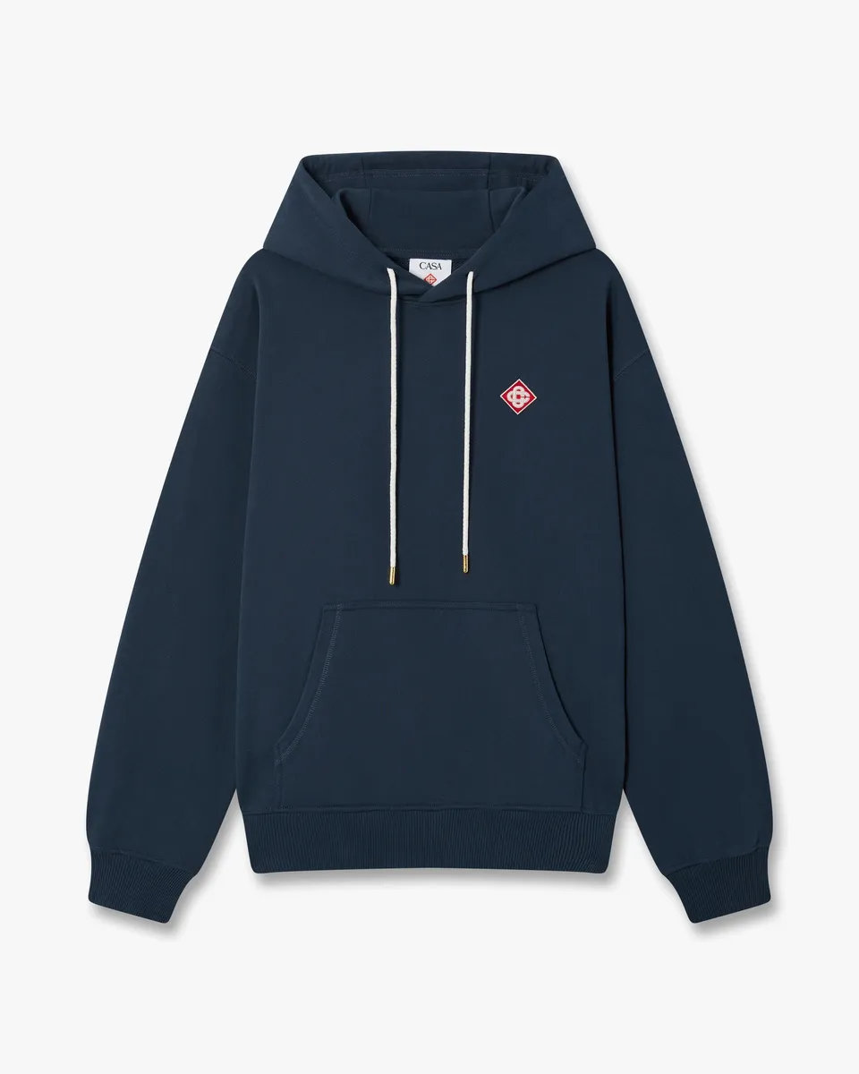 Casablanca Diamond Logo felpa cappuccio cotone blu navy