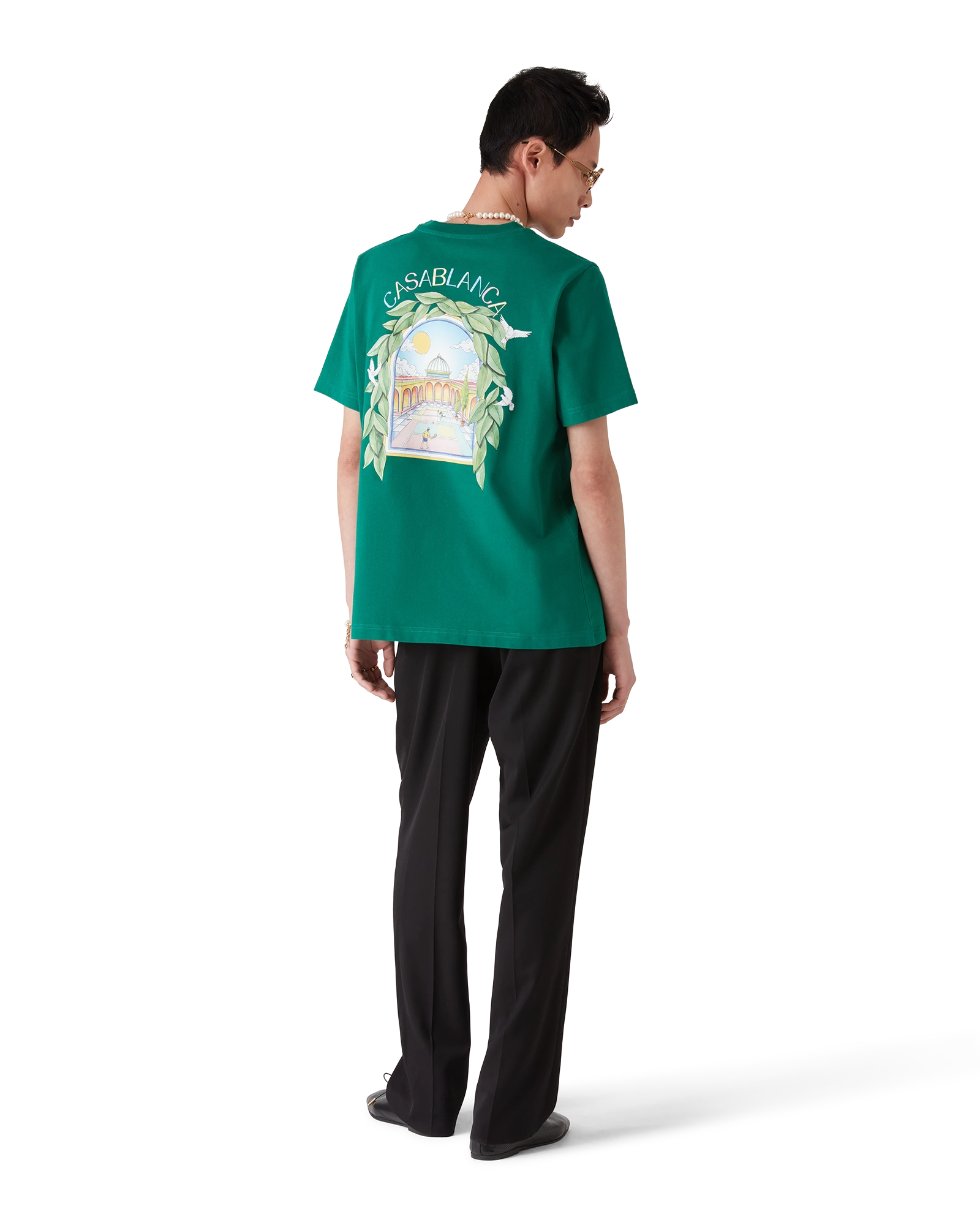 Casablanca L'Arche De Tennis t-shirt verde cotone