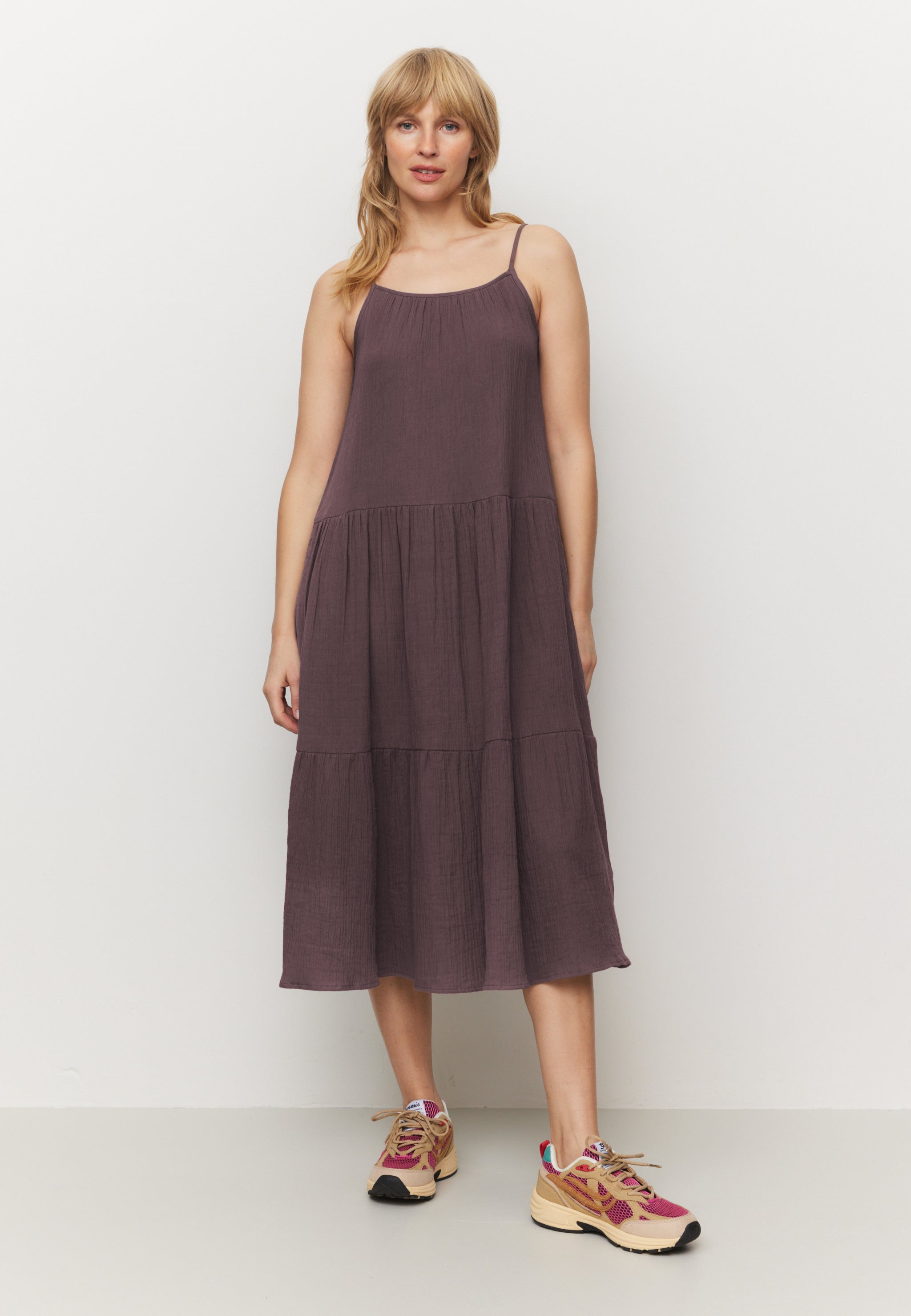 Recolution Felicia abito mussola cotone bio mystic grape