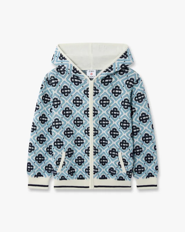 Casablanca Monogram Felpa Zip Bambino Blu cotone