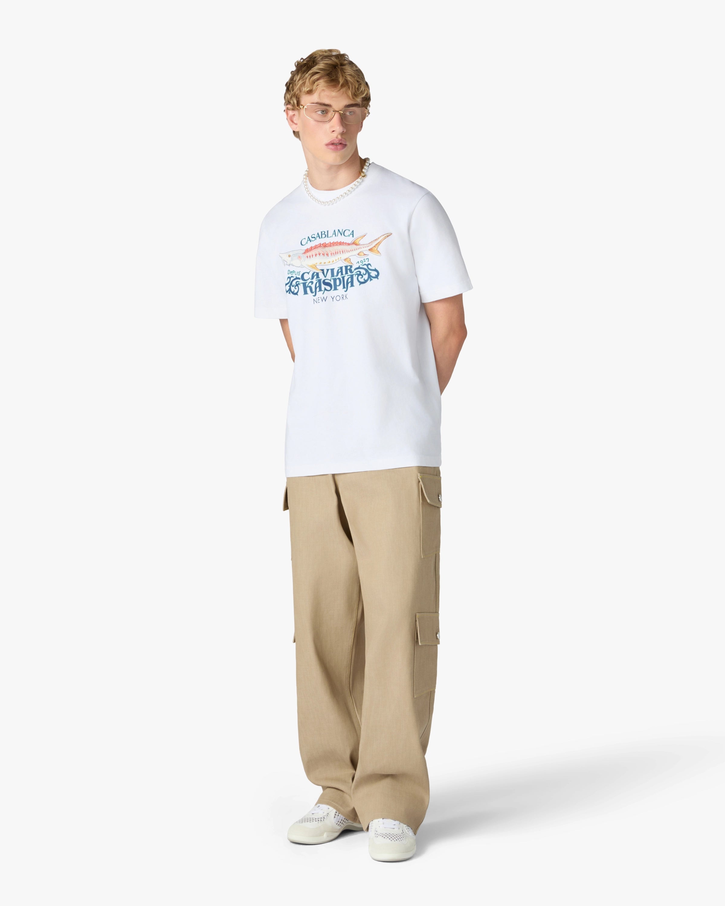 Casablanca Kaspia T-shirt Uomo Bianca cotone bio