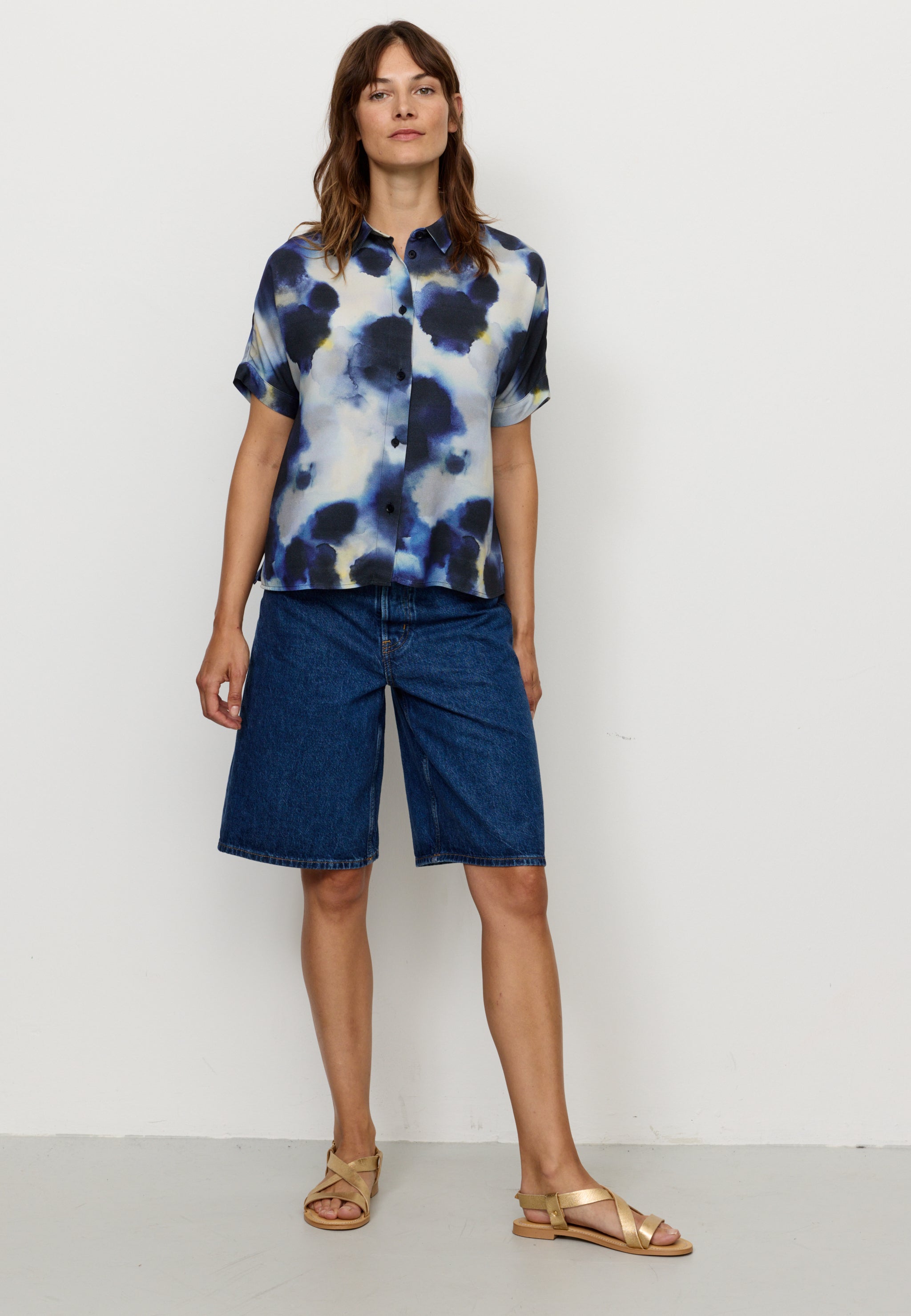 Recolution Lotus Waterdrop blusa donna blu viscosa
