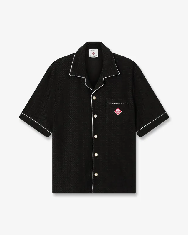 Casablanca Towelling Monogram camicia nera spugna monogram