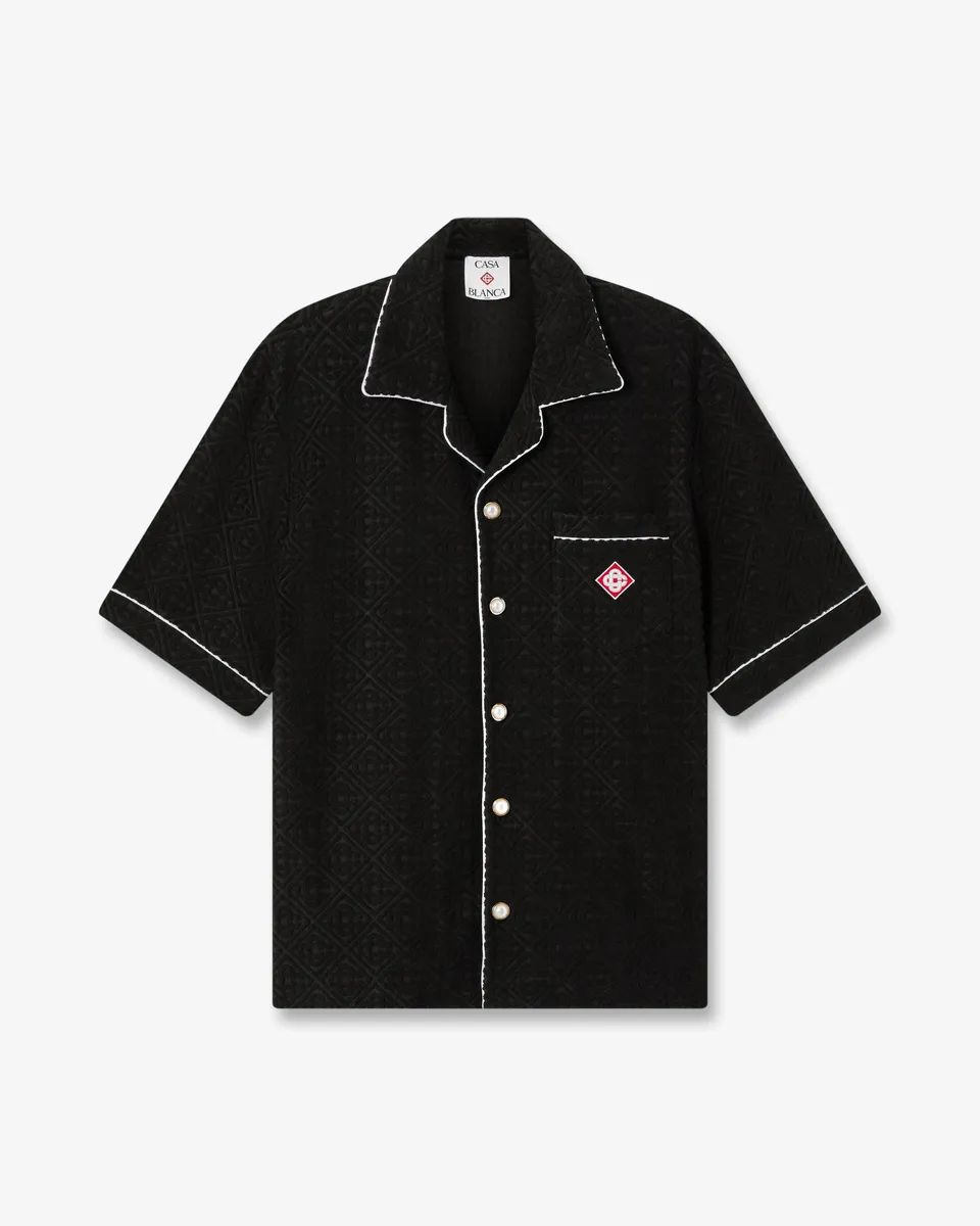 Casablanca Towelling Monogram camicia nera spugna monogram