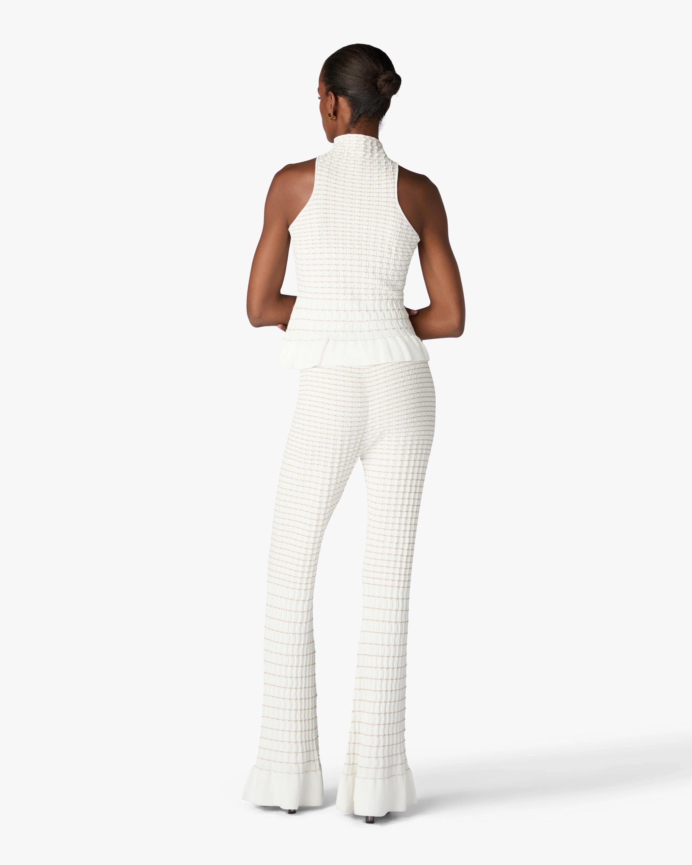 Casablanca Pleated Mosaic pantaloni bianchi plisse S