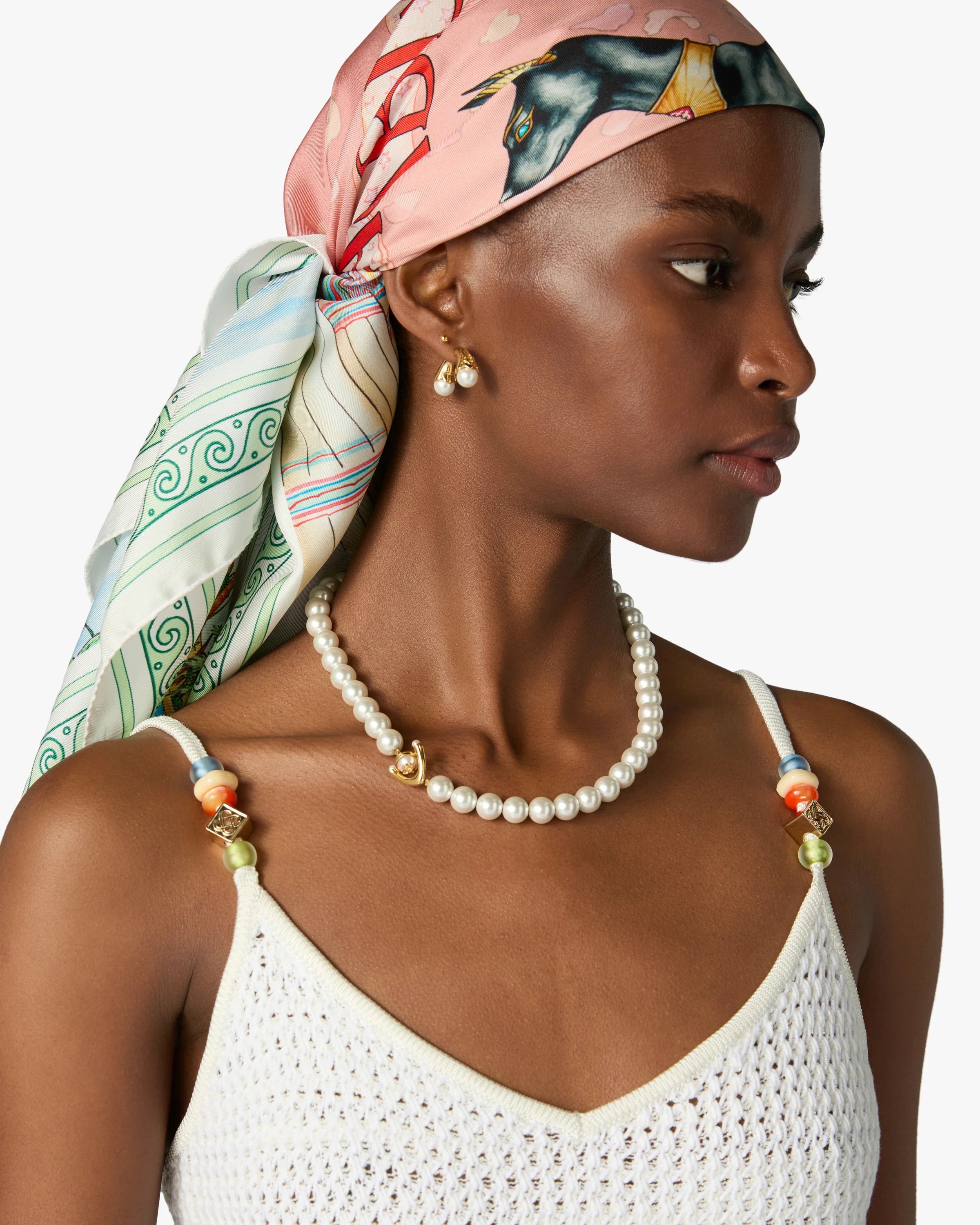Casablanca Lotus collana perle oro bianco unisex