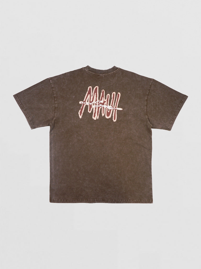 Maui and Sons Maui Tag Mineral Washed maglietta boxy marrone