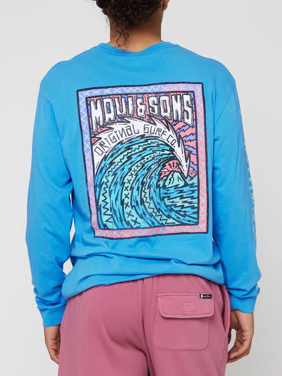 Maui and Sons Booyah Long Sleeve Maglia Azzurra Cotone