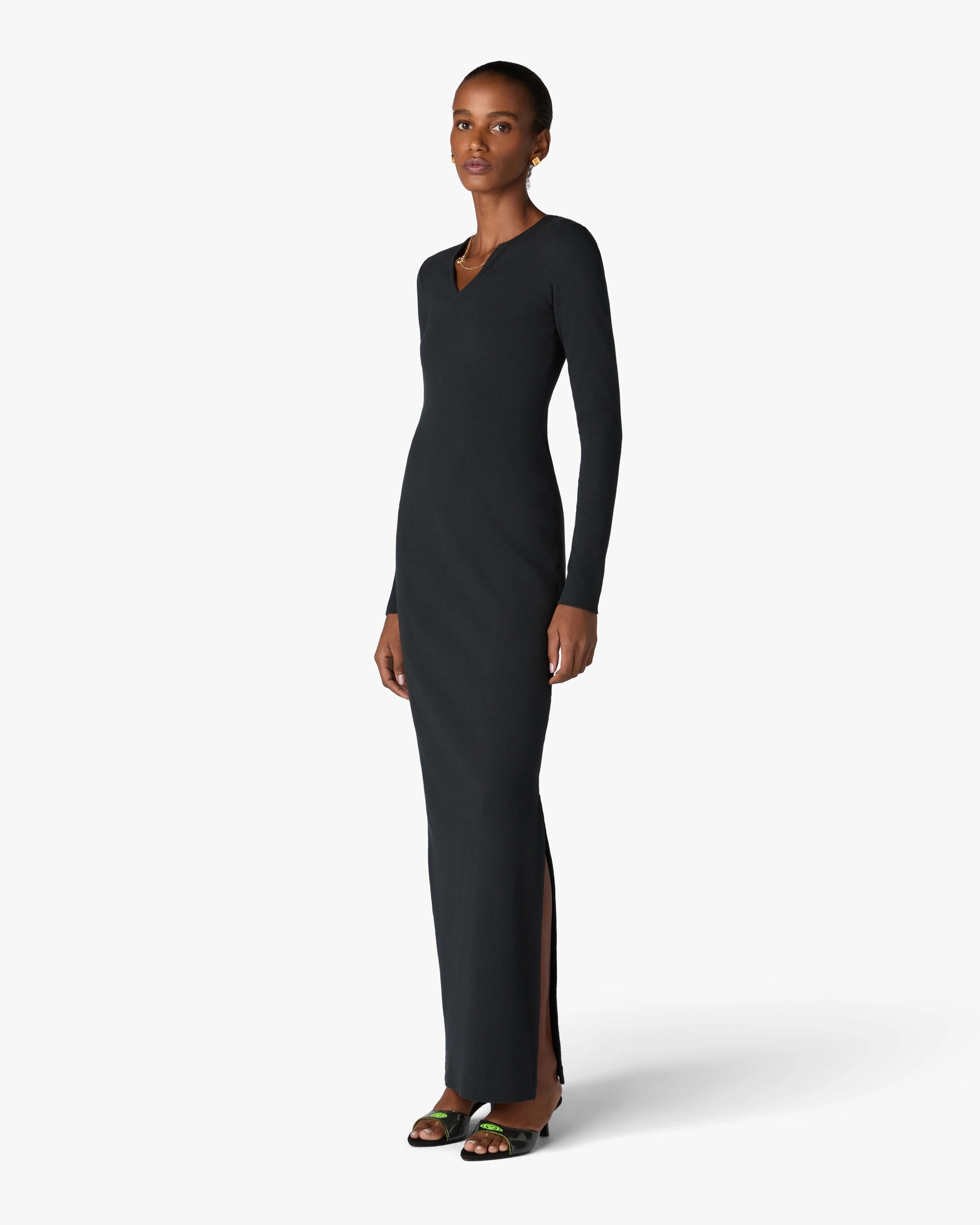Casablanca Jewellery Maxi abito nero costina cotone organico