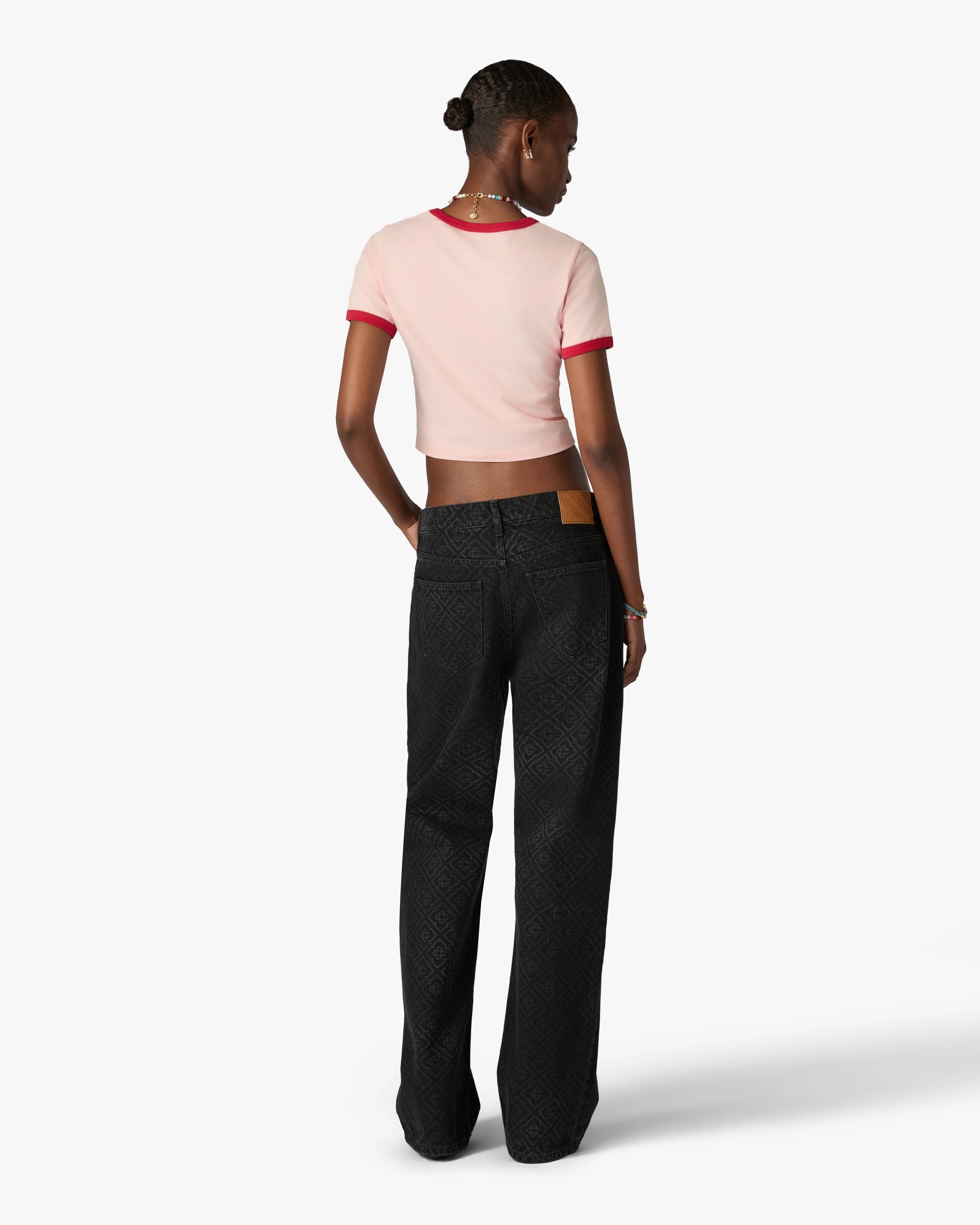 Casablanca Pyramid Tourism t-shirt rosa cropped slim